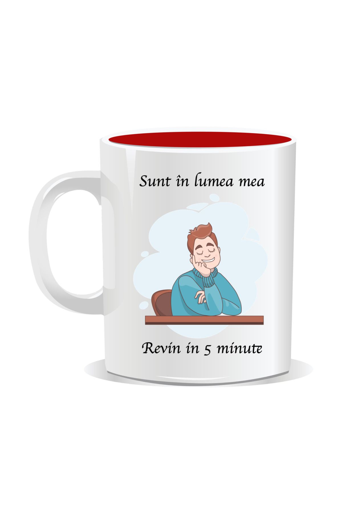 OEM-Personalized mug with funny message, I'm in my own world. I'll be back in 5 minutes - Red interior 2