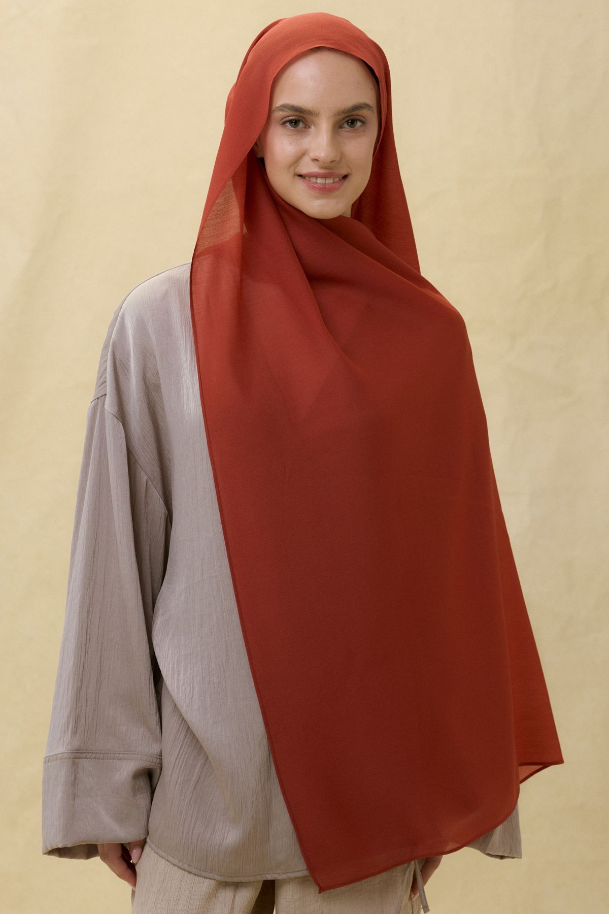 FENZA SCARF Paris İpeği Şal - Koyu Kızıl