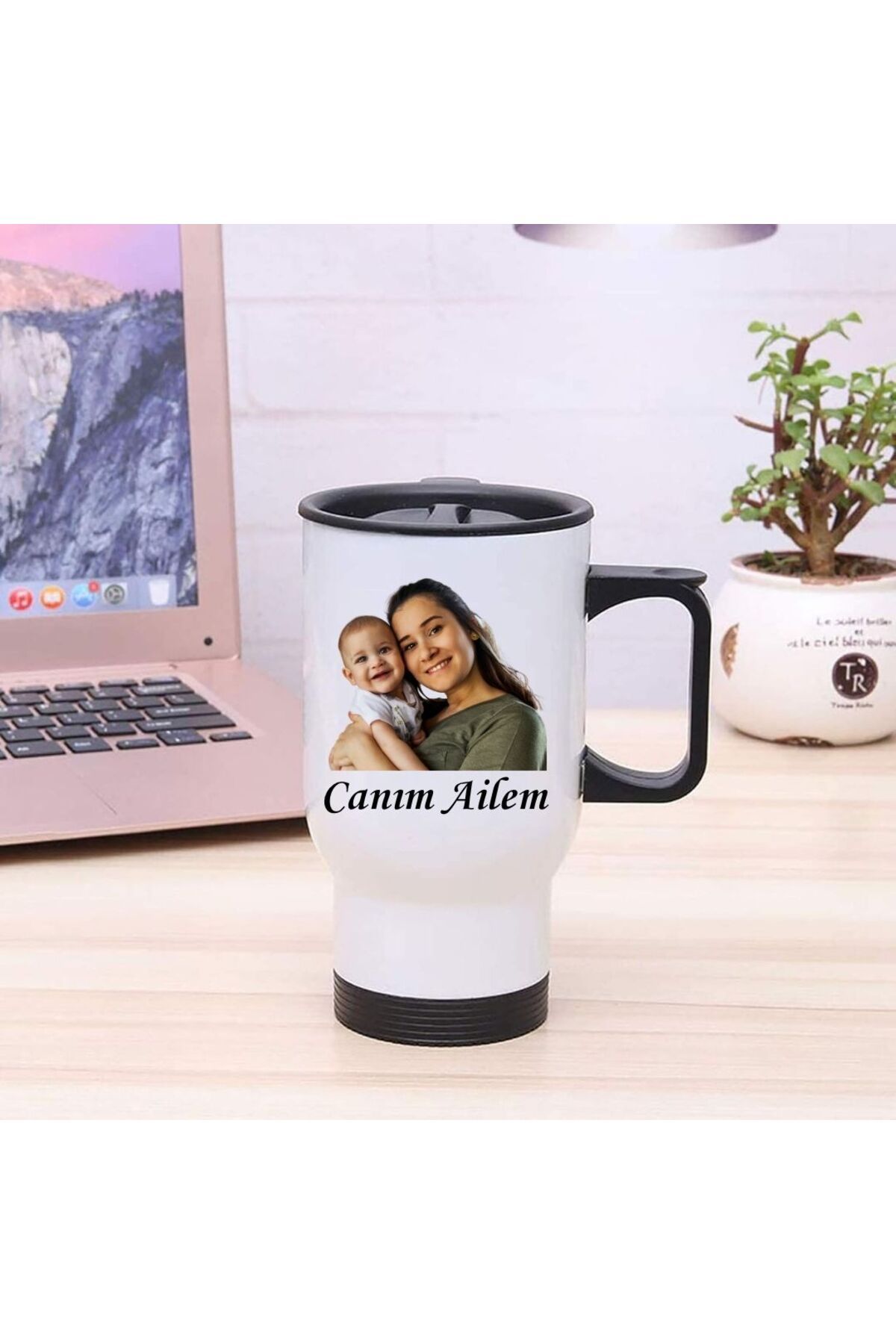 Çılgıntrend Kişiye Özel Kulplu Fotoğraflı Çelik Bardak Termos - 450mlt