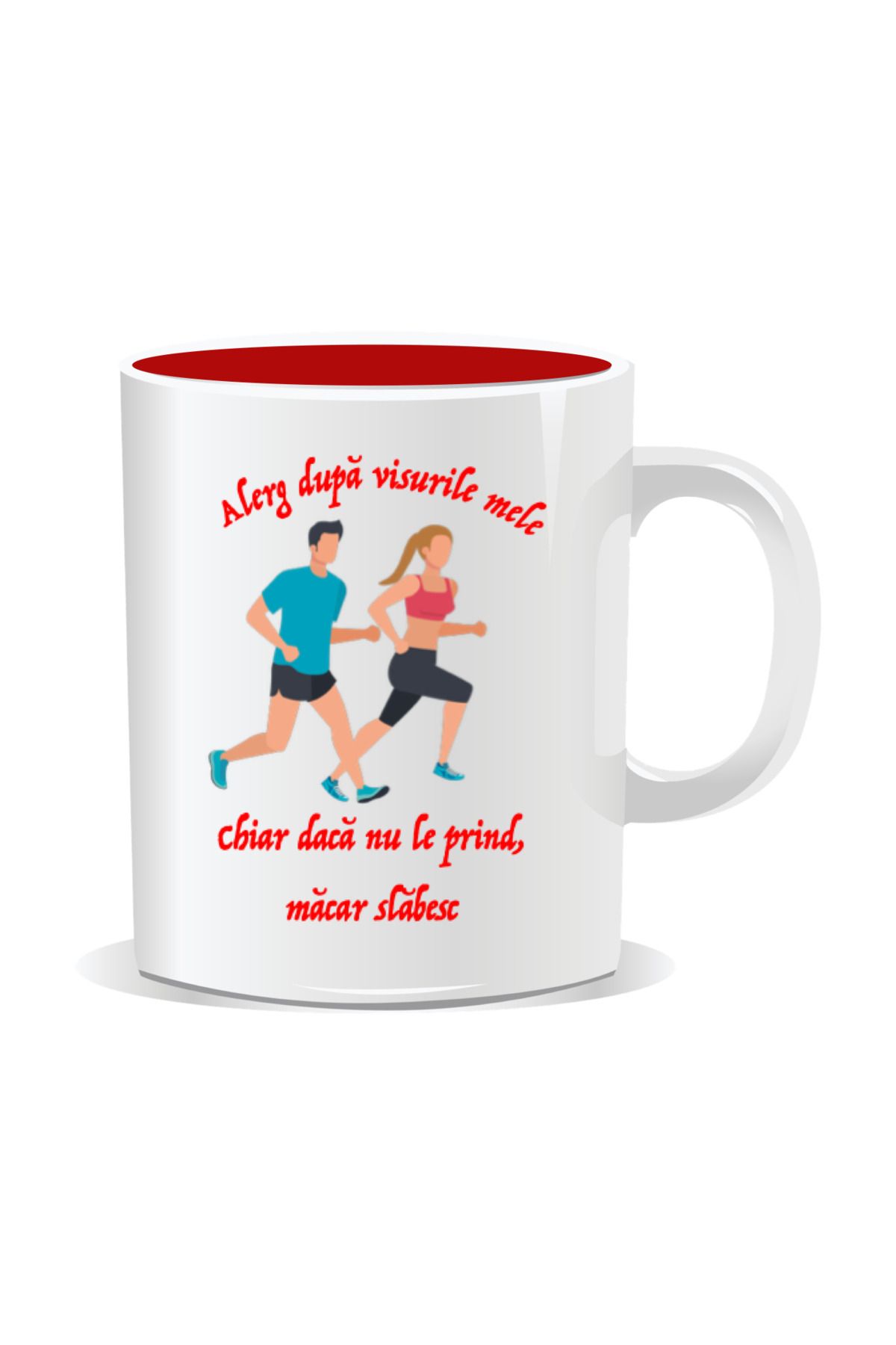 OEM-Personalized mug with funny message, I'm running after my dreams - Red interior 1
