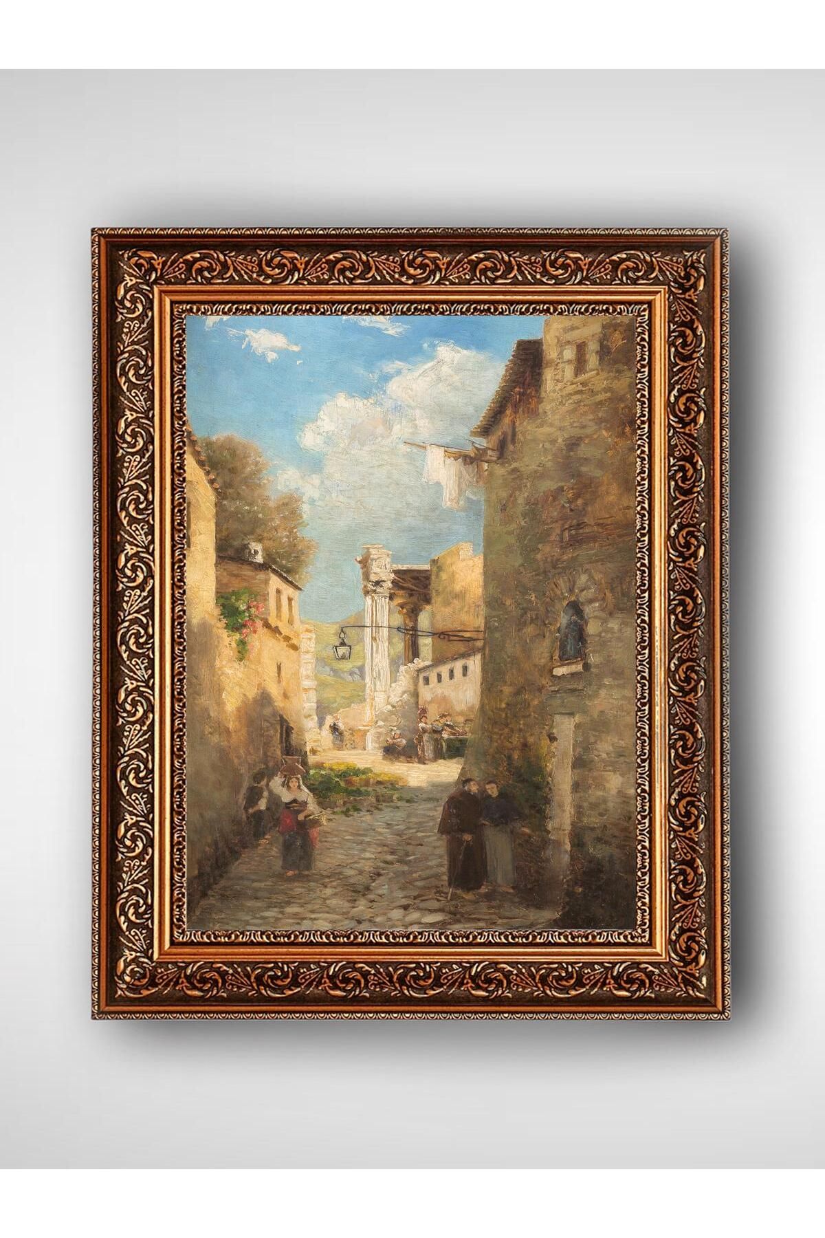 WoodyArts İtalyan Kasabası - Altın Renkli Vintage Çerçeve