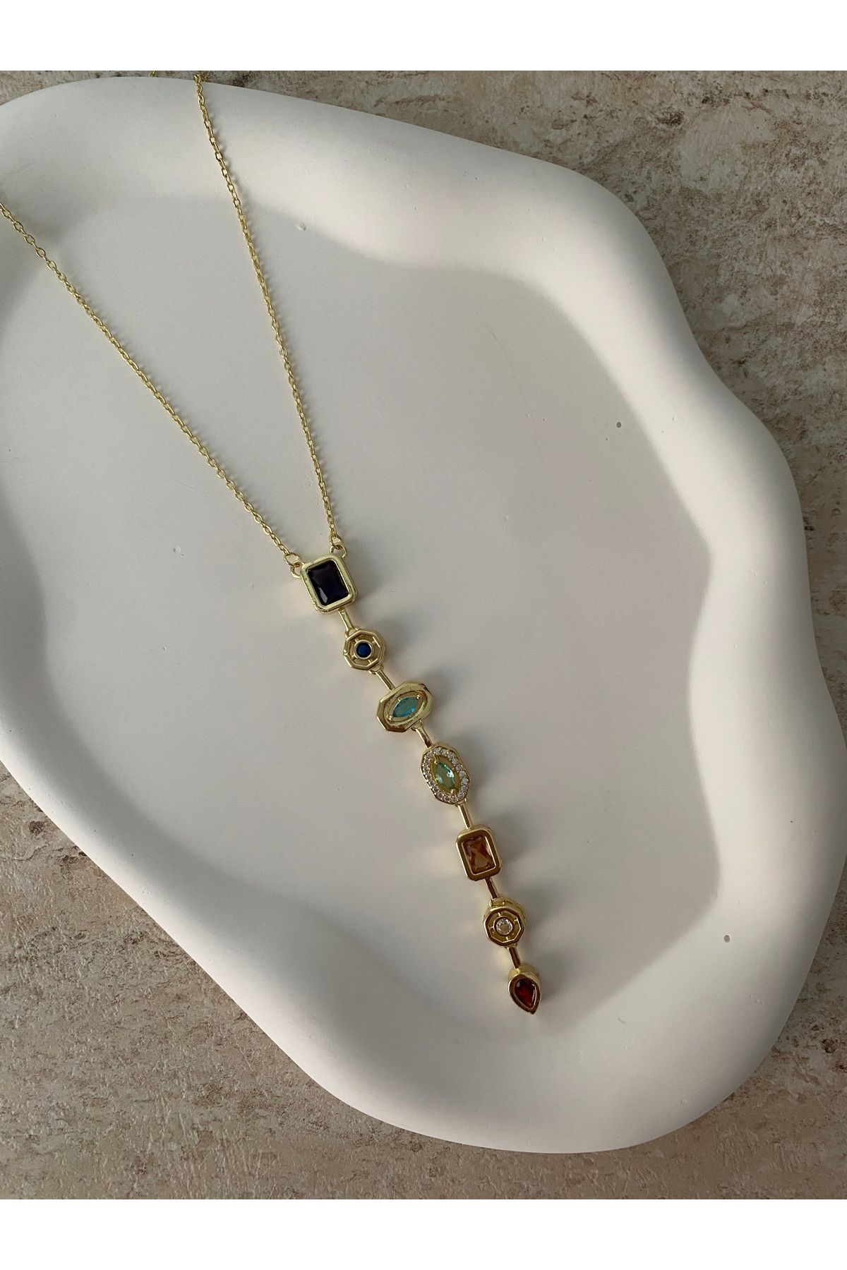 Butik Gold renk Çelik Y kolye
