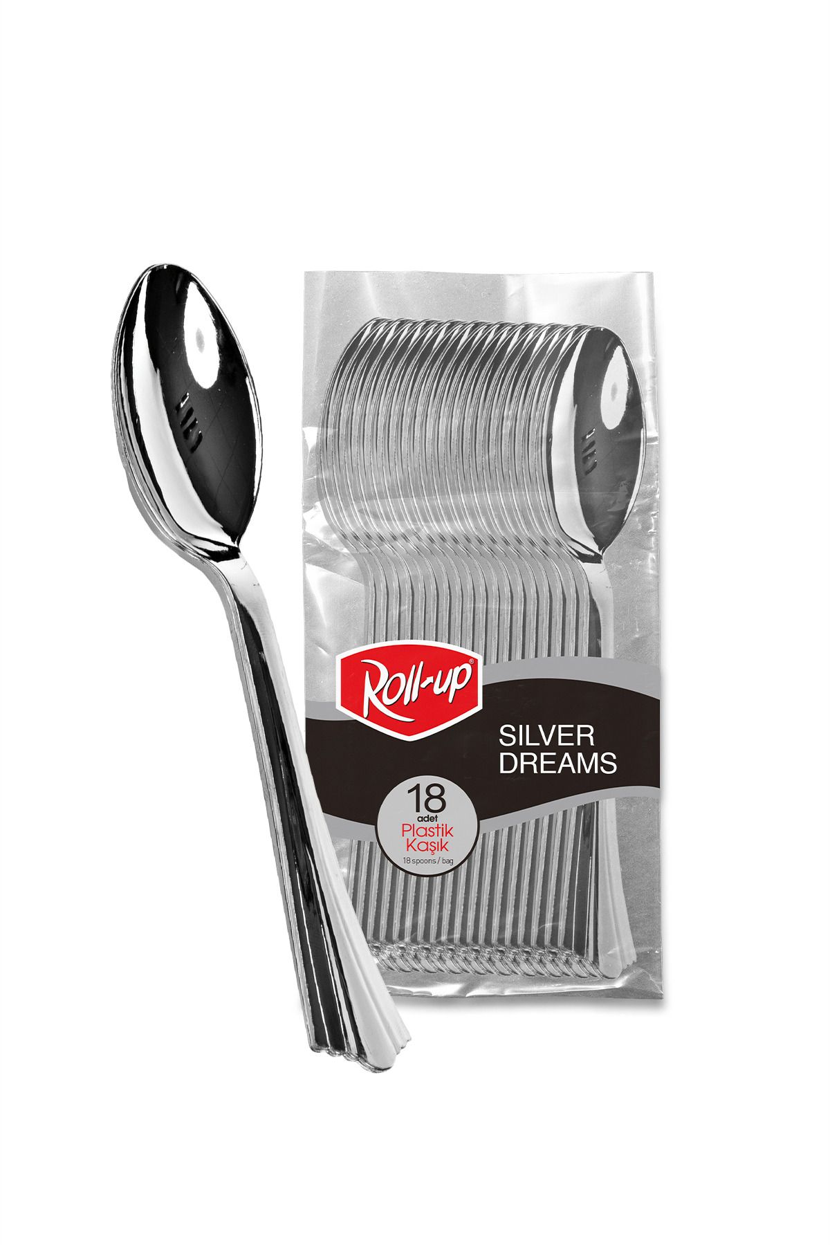 alsepeteavm Roll-up Metal Görünümlü Plastik Kaşık 18li