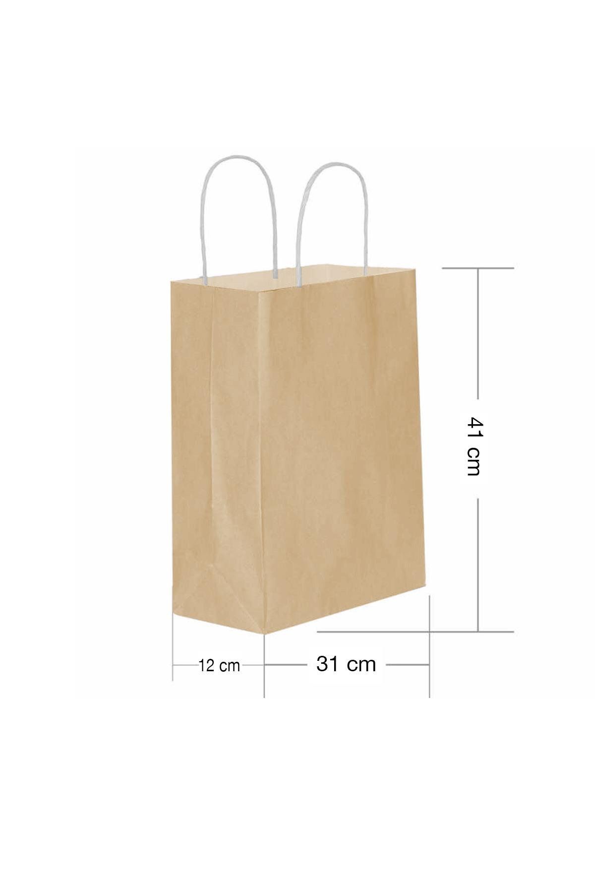 alsepeteavm Roll-up Kraft Çanta Naturel Büyük Boy 31x41cm 25li