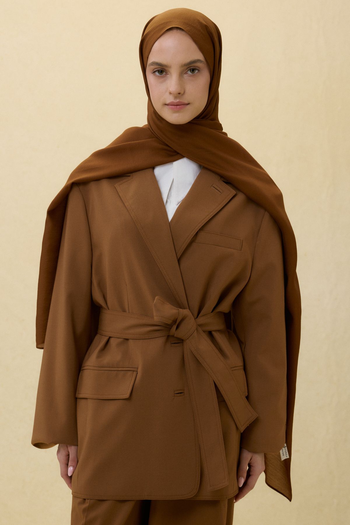FENZA SCARF Paris İpeği Şal - Karamel