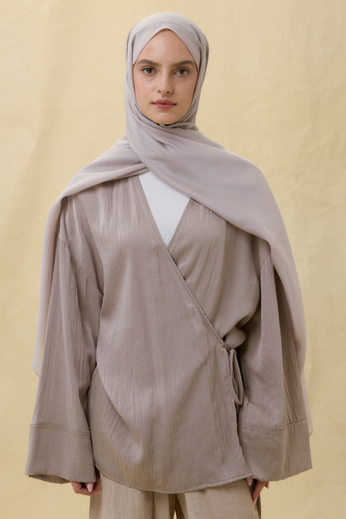FENZA SCARF Paris İpeği Şal - Açık Vizon