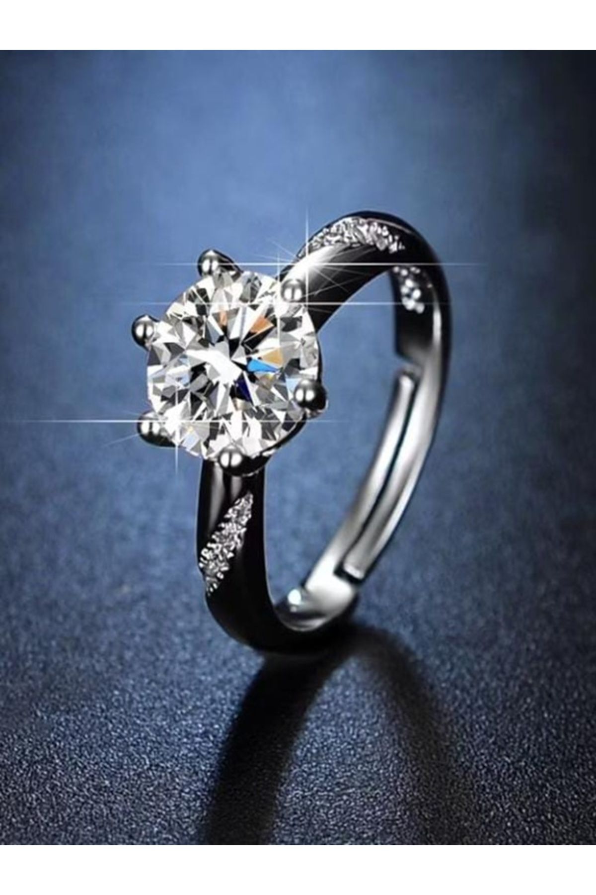 Shisa Jewel Ayarlanabilir CZ elmas yüzük 2.0ct yüzük Kadınlar için(81)