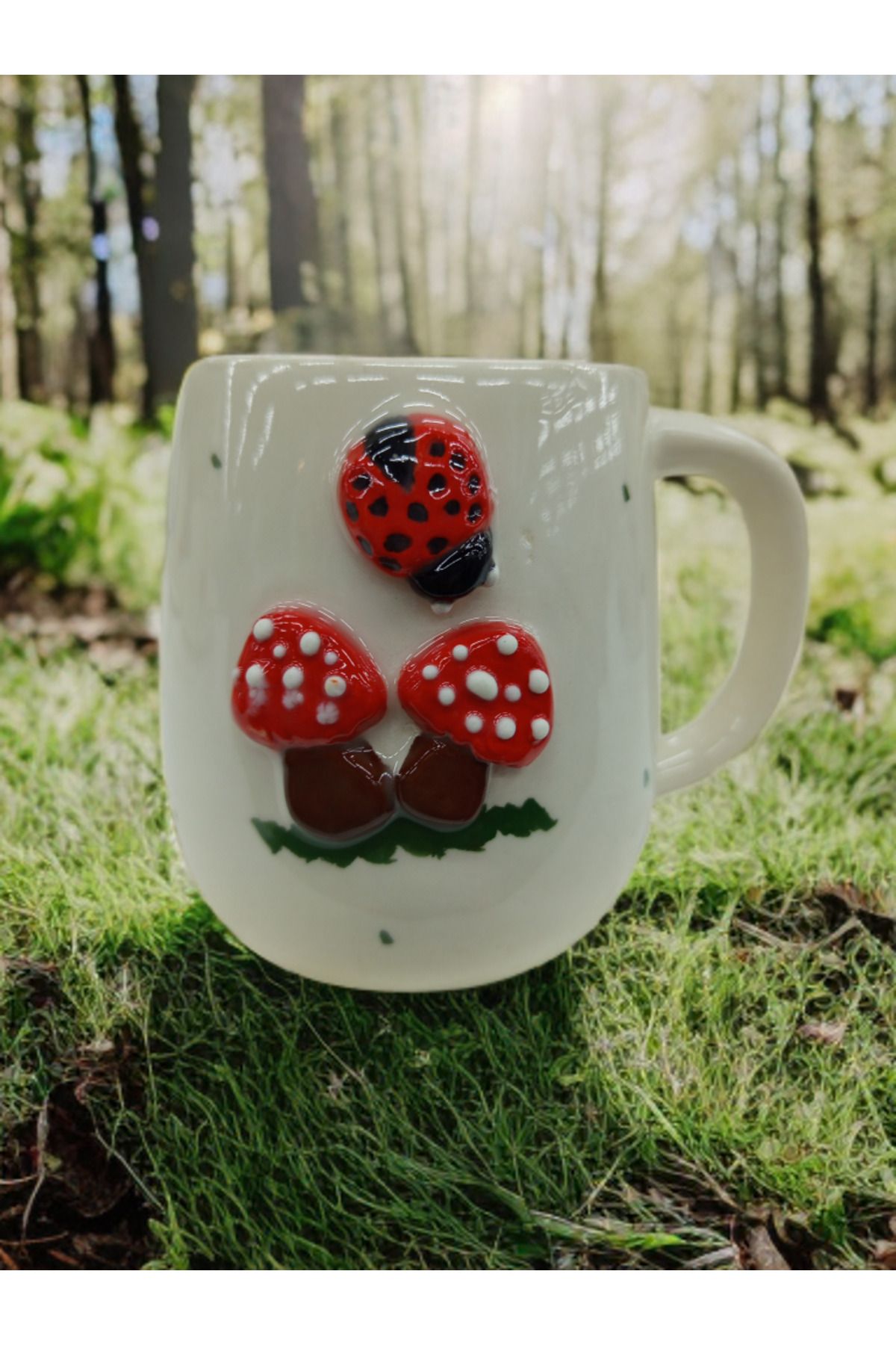 Handmade Mantar ve Uğur Böceği Kupa