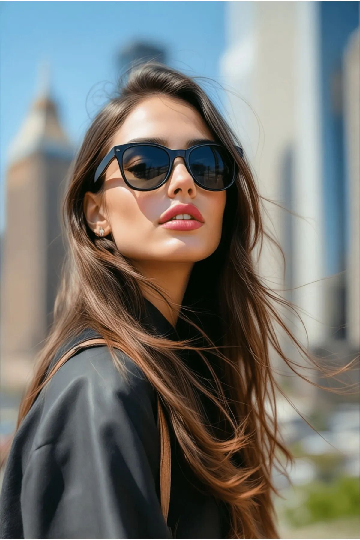 MONAL Siyah Güneş Gözlüğü Wayfarer Siyah Cam Renkli