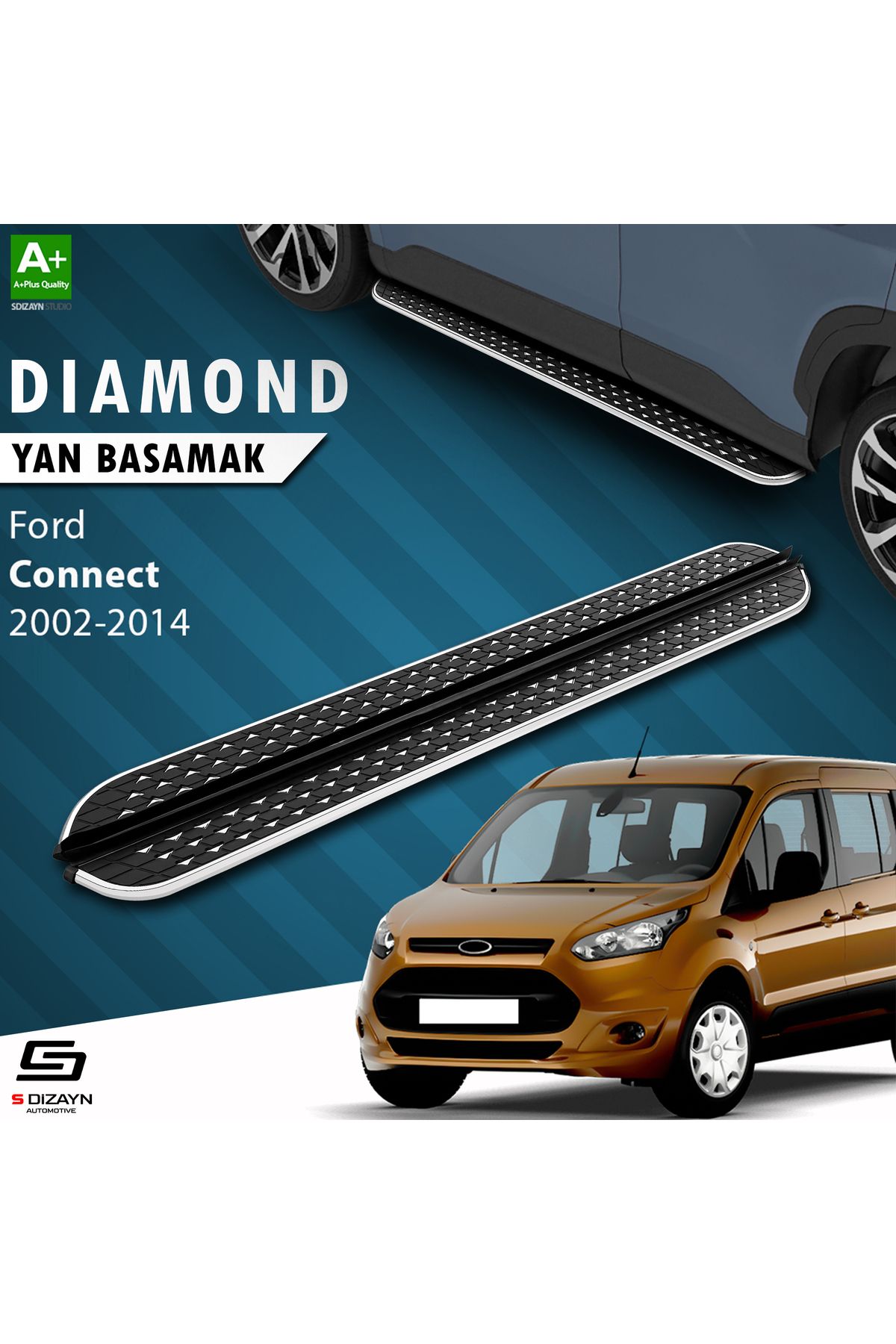 Life Tuning S-Dizayn Ford Connect Diamond Krom Yan Basamak 183 Cm 2002-2014 A+ Kalite