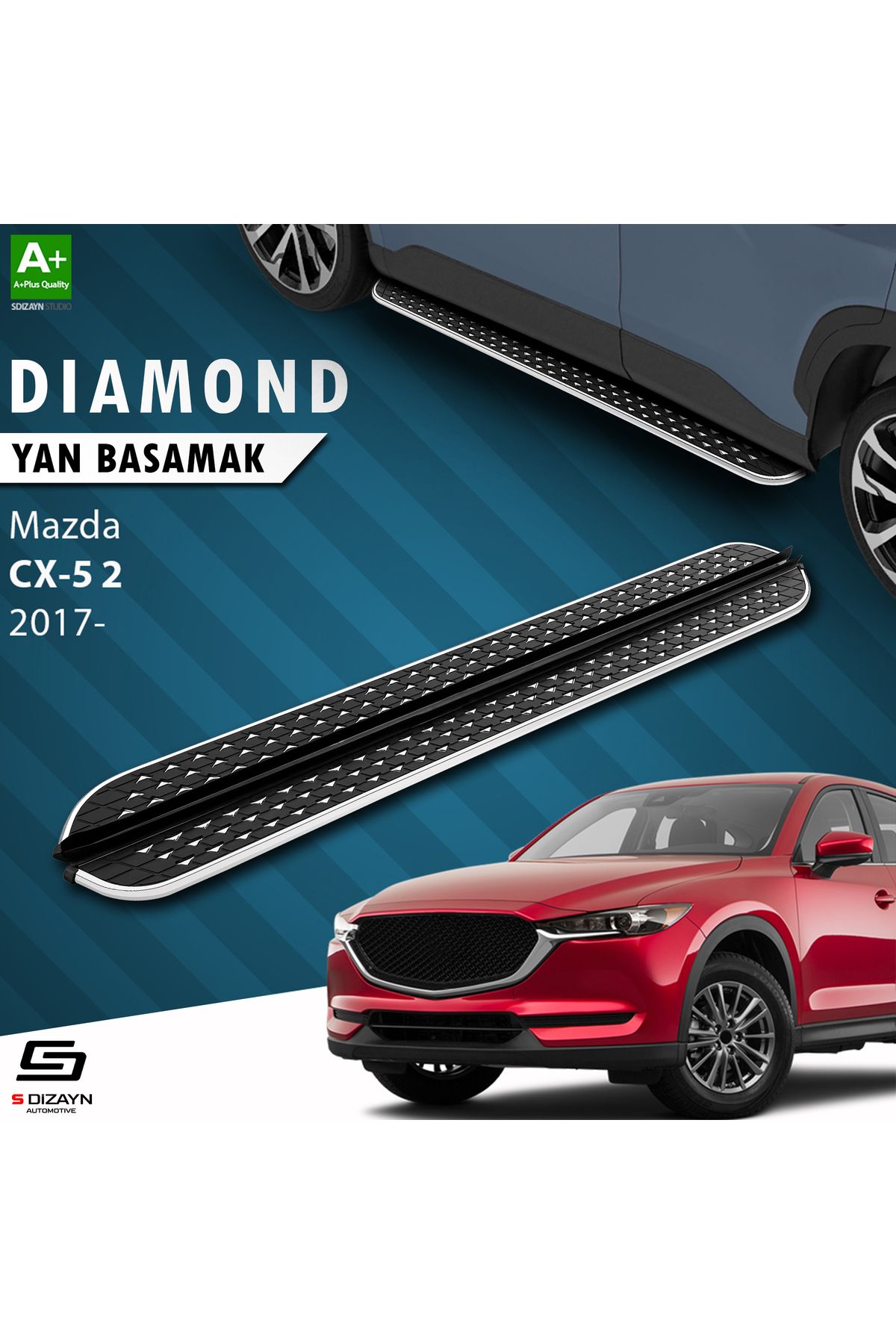 Life Tuning S-Dizayn Mazda CX-5 2 Diamond Krom Yan Basamak 183 Cm 2017 Üzeri A+ Kalite