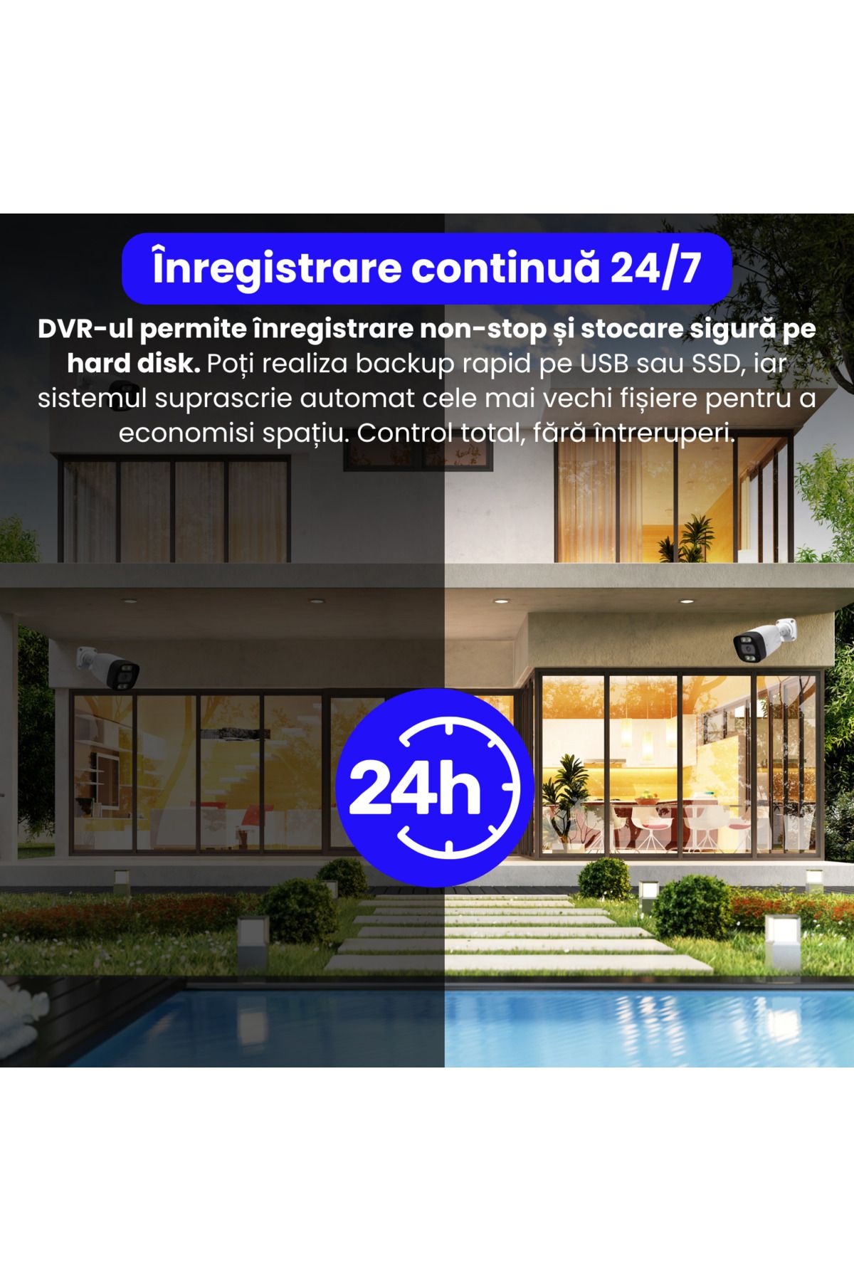 Spionescu-Complete 4K surveillance kit with DVR and 4 outdoor cameras, PK-8HB718, AI facial detection 5