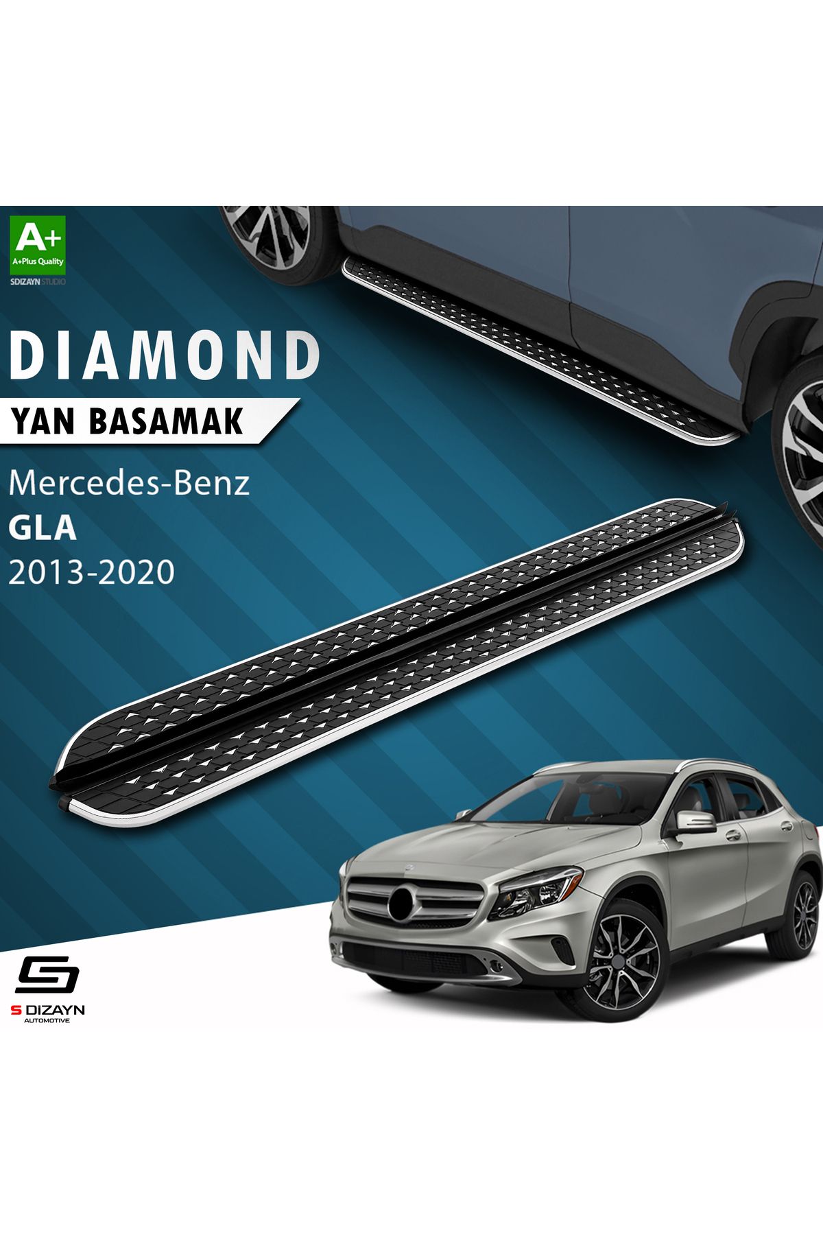 Life Tuning S-Dizayn GLA X156 Diamond Krom Yan Basamak 183 Cm 2013-2020 A+ Kalite