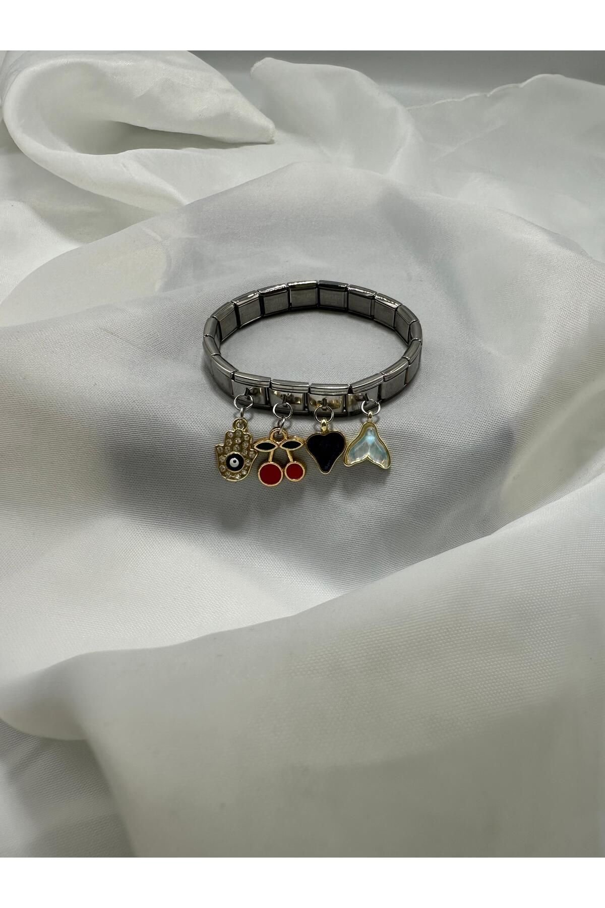 Lav Aksesuar 4'lü Charmlı italyan charm bileklik 9 mm çelik paslanmaz çelik seti Italian charm bracelet