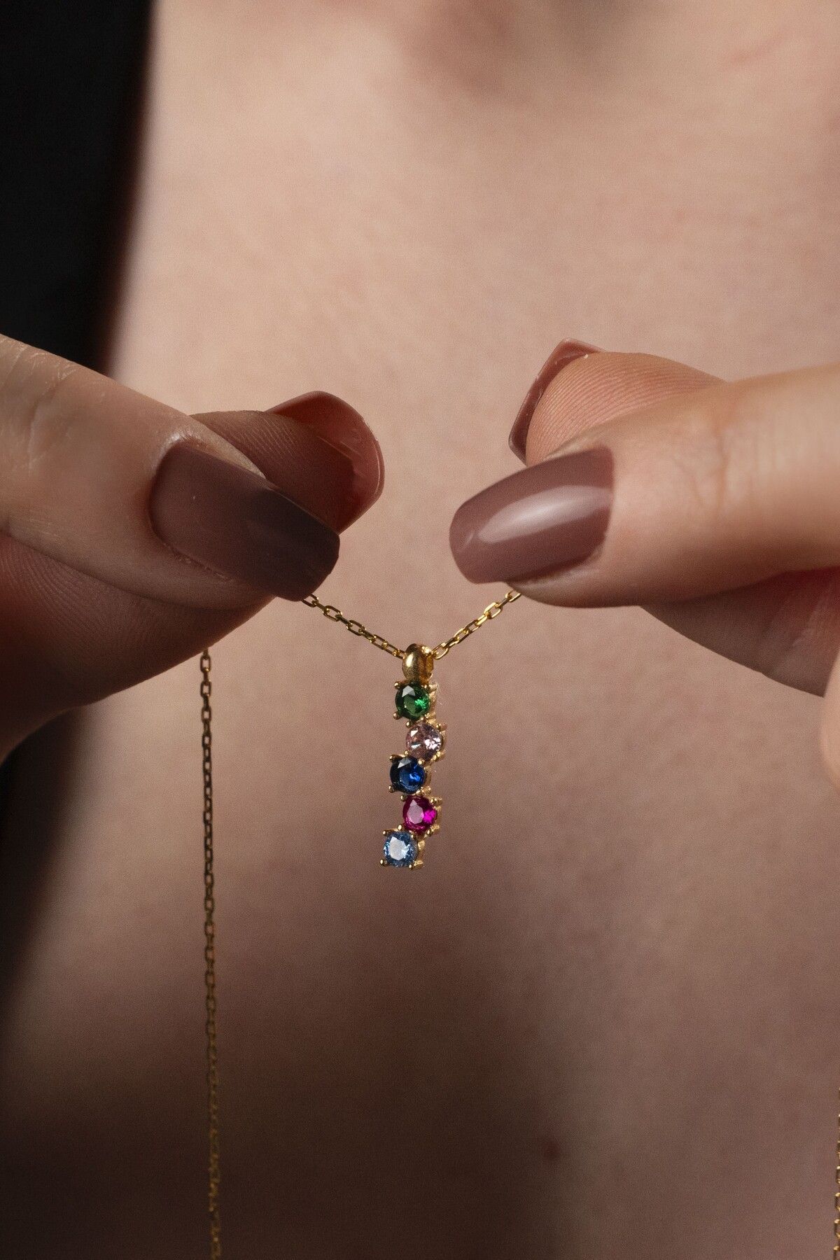 TigerxlJewellery 925 Ayar Gümüş Kişiye Özel Doğum Taşı Damla Kolye