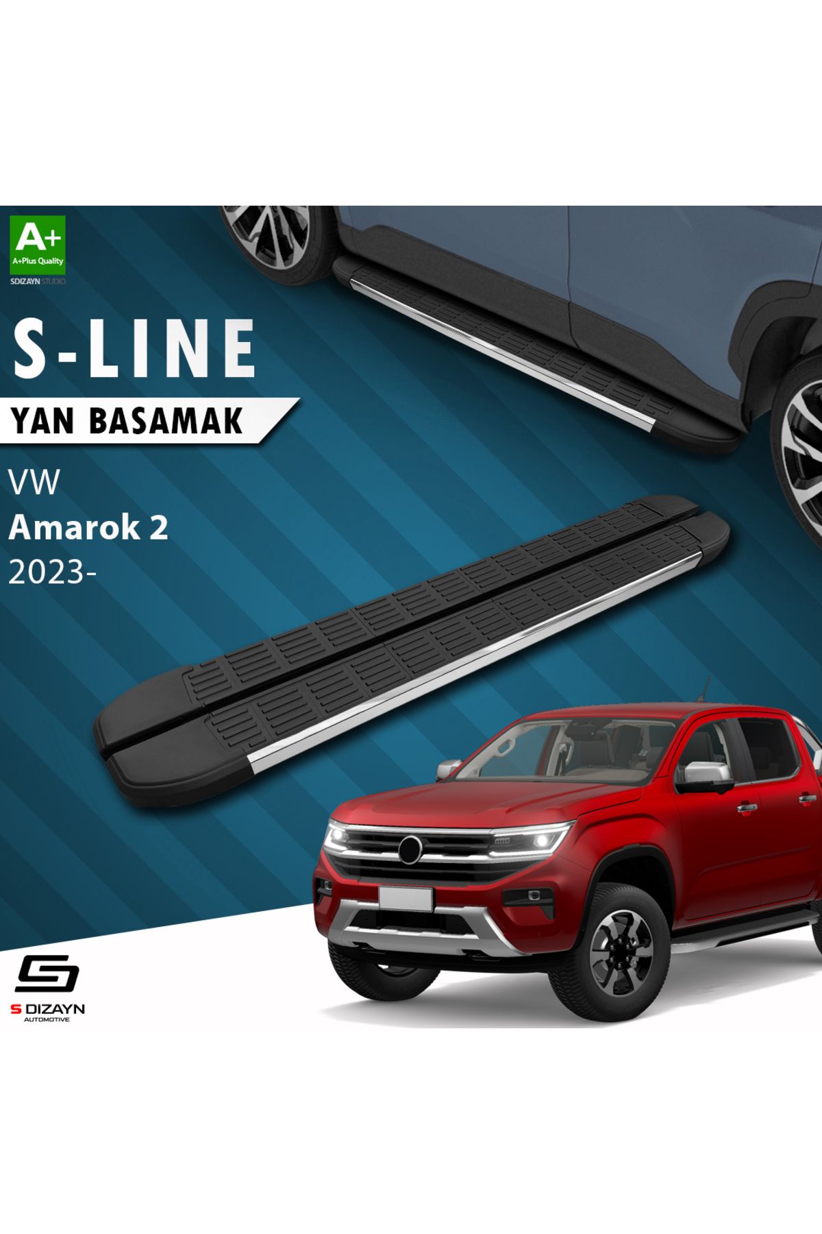 Life Tuning S-Dizayn VW Amarok 2 S-Line Krom Yan Basamak 203 Cm 2023 Üzeri A+ Kalite