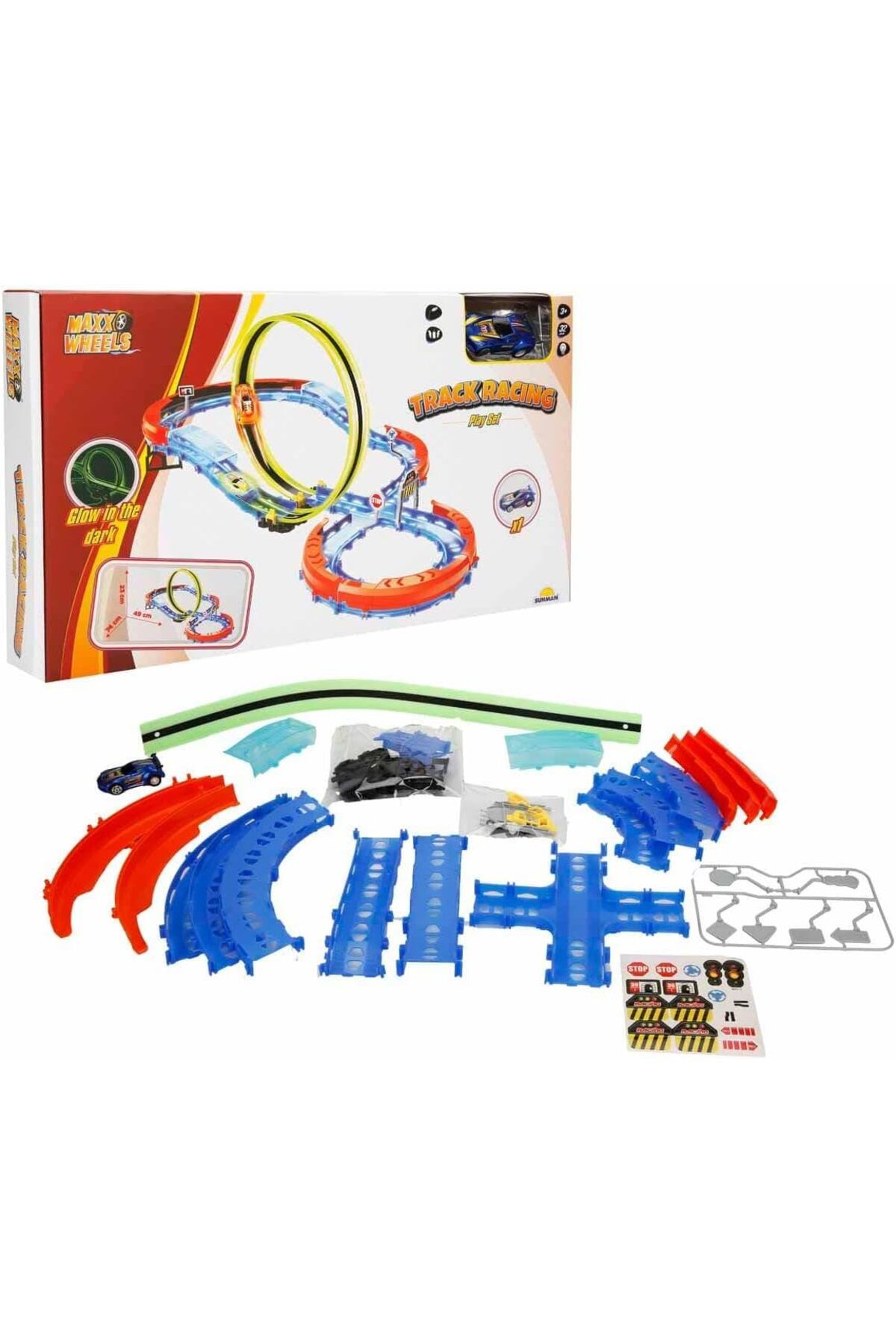 STOREMAX mrttnca Wheels Sun-Rst-Mxx-Pist Set Parlayan Araç B/O 3.7V. Usb 32 Parça trndymrt 1087243