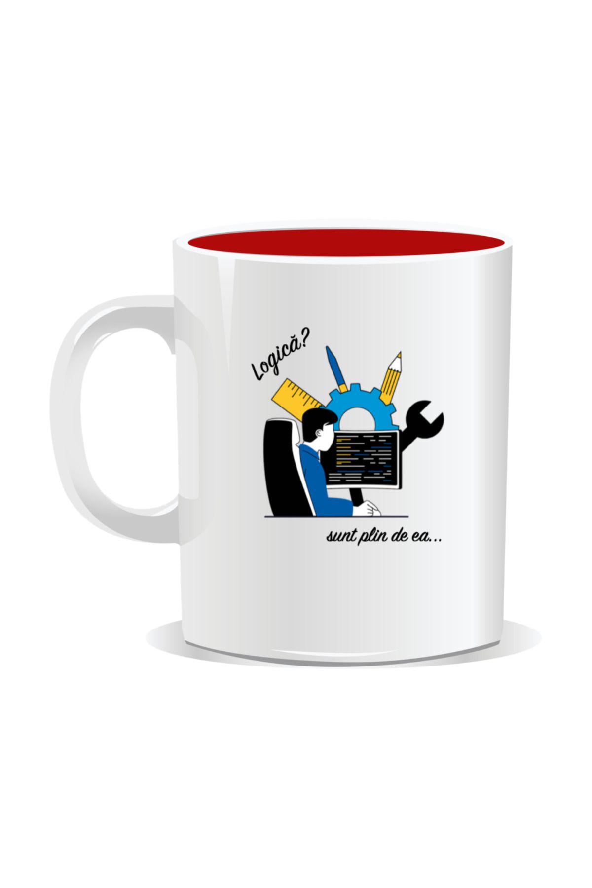 OEM-Personalized mug with messages for engineers, Logic? I'm full of it - Red interior 2