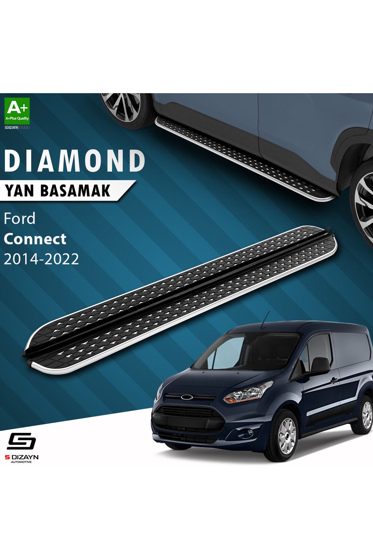 Life Tuning S-Dizayn Ford Connect 2 Diamond Krom Yan Basamak 183 Cm 2014-2023 A+ Kalite