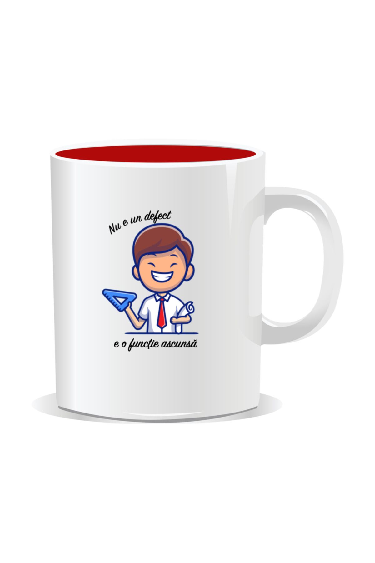 OEM-Personalized mug with messages for engineers, It's not a defect, it's a hidden feature - Red interior 1
