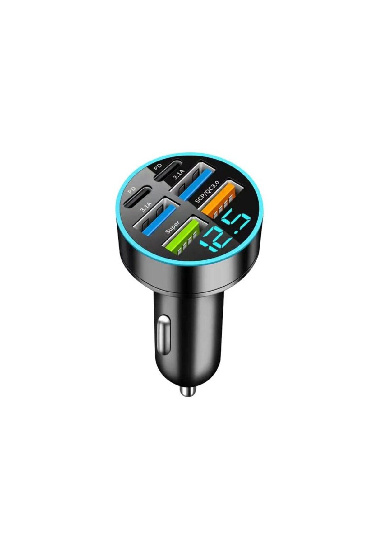 Monte Lua Dijital Ekran Araç Şarj Cihazı 4USB, Çift 3.1A, Süper Şarj, QC9.0 55W, Hızlı Şarj, PD,