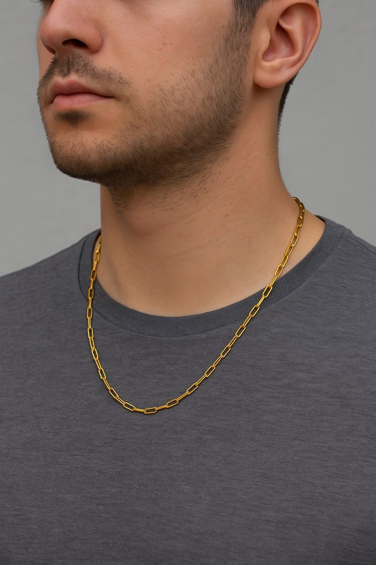 X-Lady Accessories Altın Renk İnce Ataç Unisex Çelik Kolye - 3360