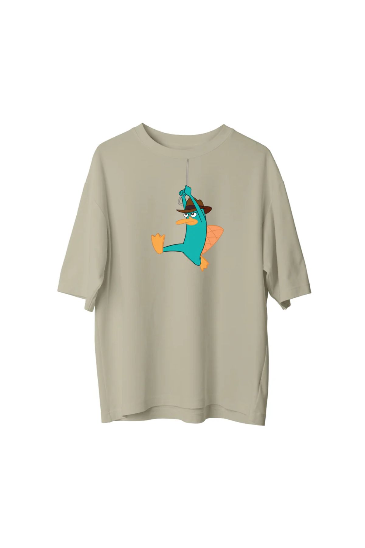 Koklonmoda Unisex Ornitorenk Baskılı Oversize T-Shirt