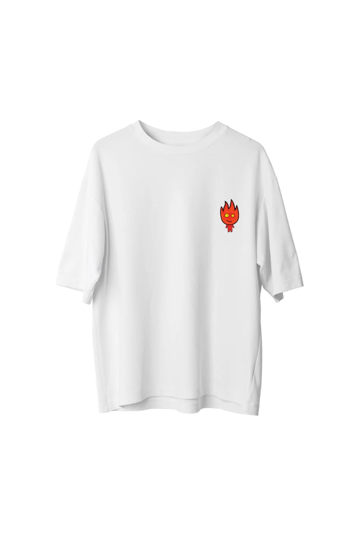 Koklonmoda Unisex Ateş Baskılı Oversize T-Shirt