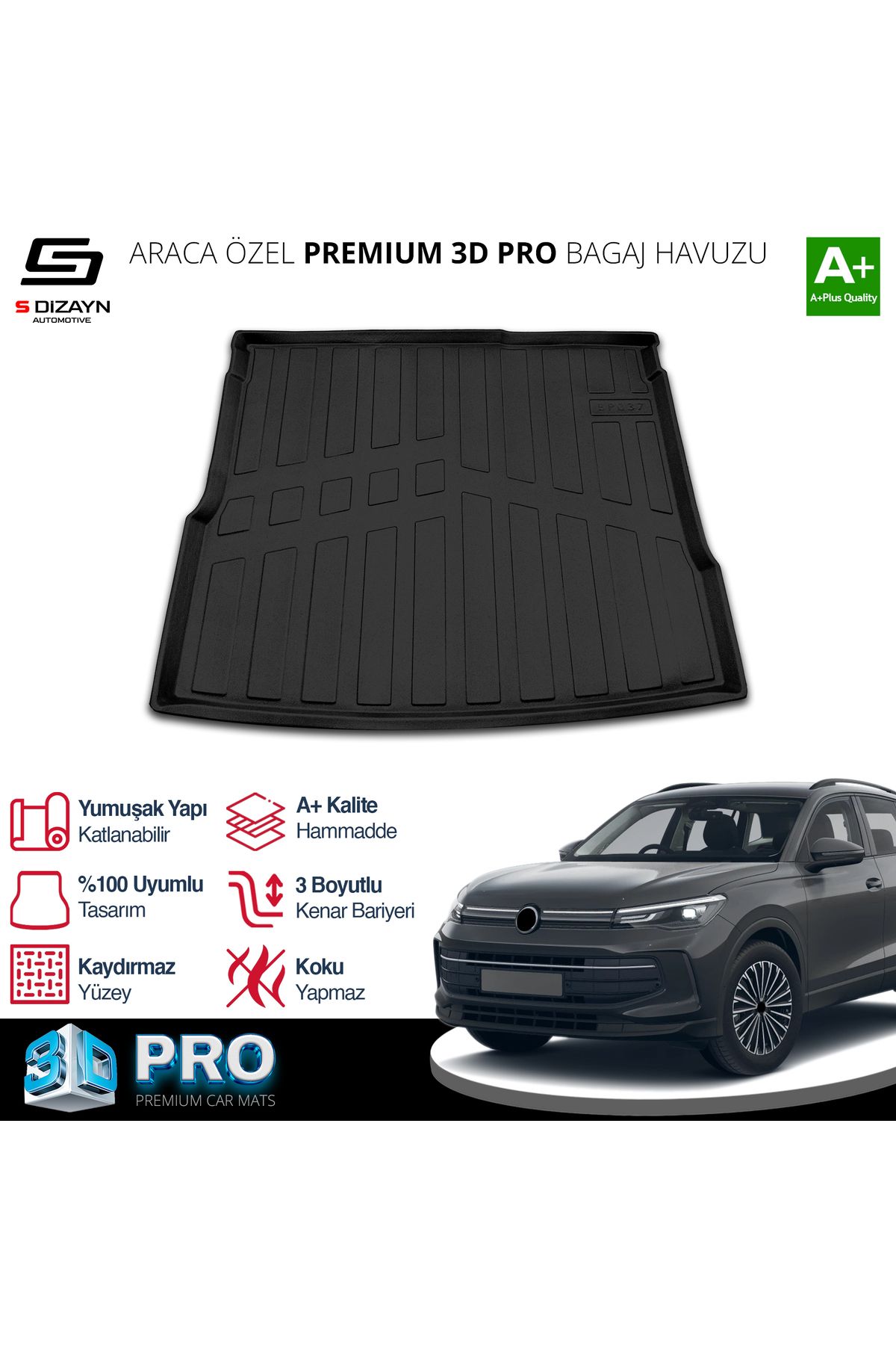 Life Tuning S-Dizayn VW Tiguan 3D Pro Bagaj Havuzu 2024 Üzeri A+ Kalite