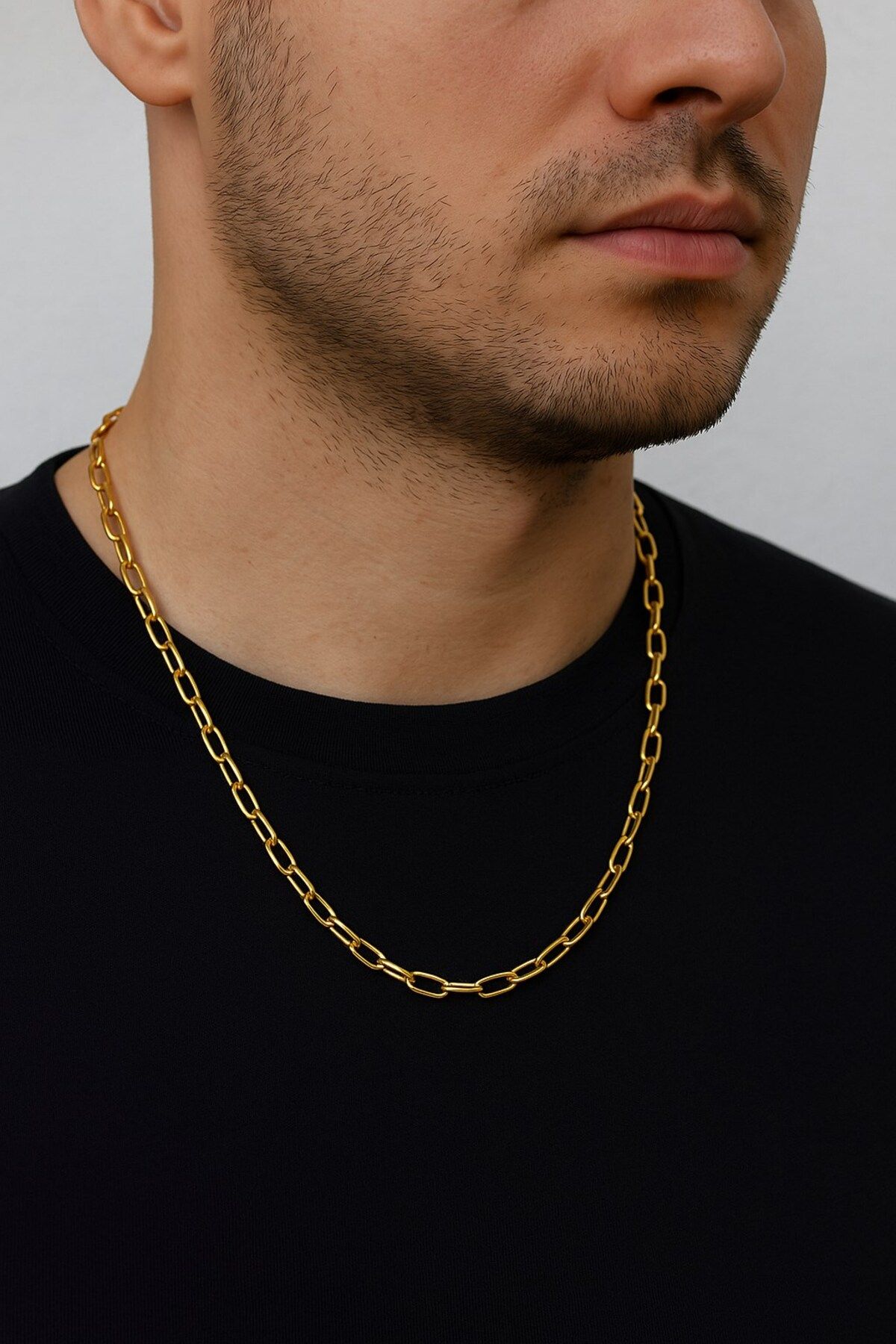 X-Lady Accessories Altın Renk Oval Dikdörtgen Unisex Çelik Kolye - 3359