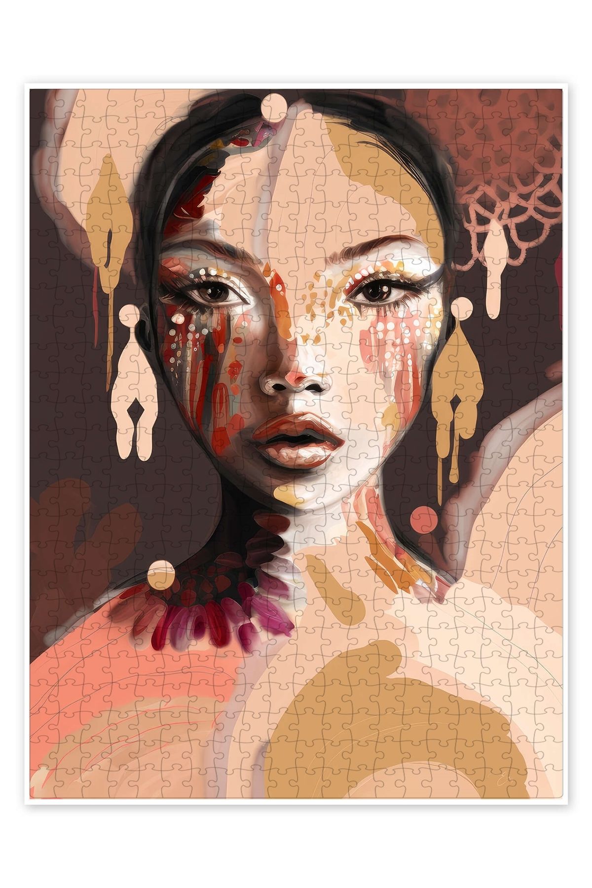 Jeronkarji Nara, Kadın Portre 500 Parça Puzzle Yapboz Bohem Soyut Sanat Temalı