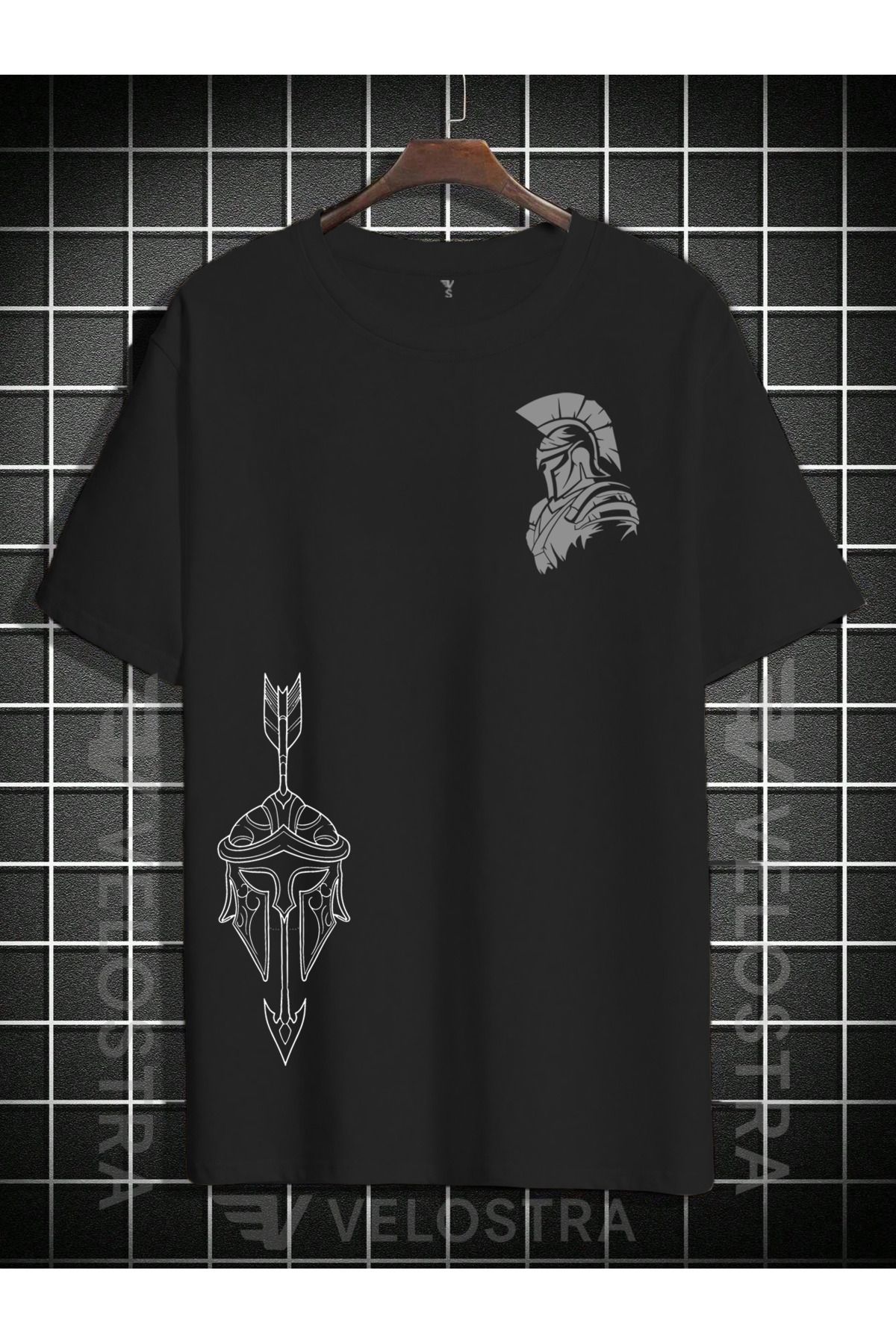 Velostra Unisex İkiliGladiator Baskılı Oversize T-shirt