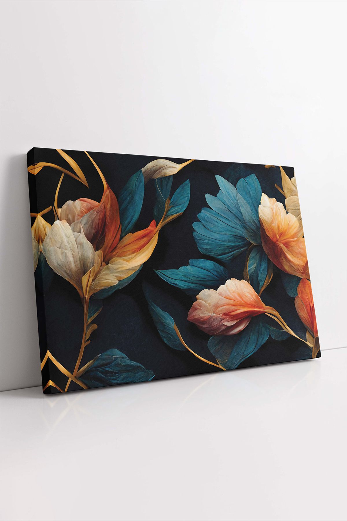 KOSS Dijital Lotus Çiçeği Kanvas Tablo, Sarı Çiçek Kanvas, Lüks Sarı Lotus Tablo, Moda Duvar Dekorasyon