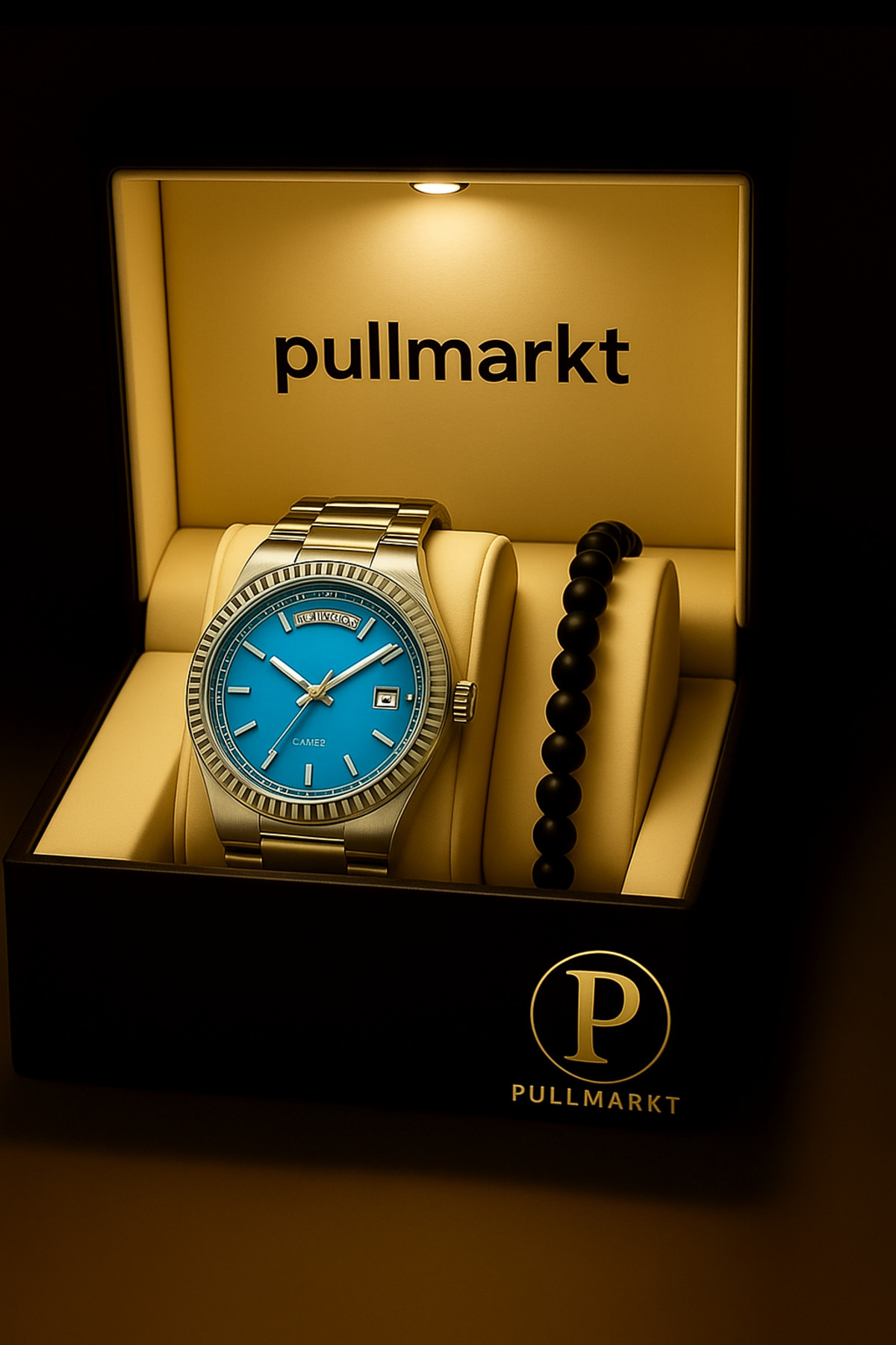 pullmarkt-Men's Wristwatch Set with Bracelet + Double Calendar 1