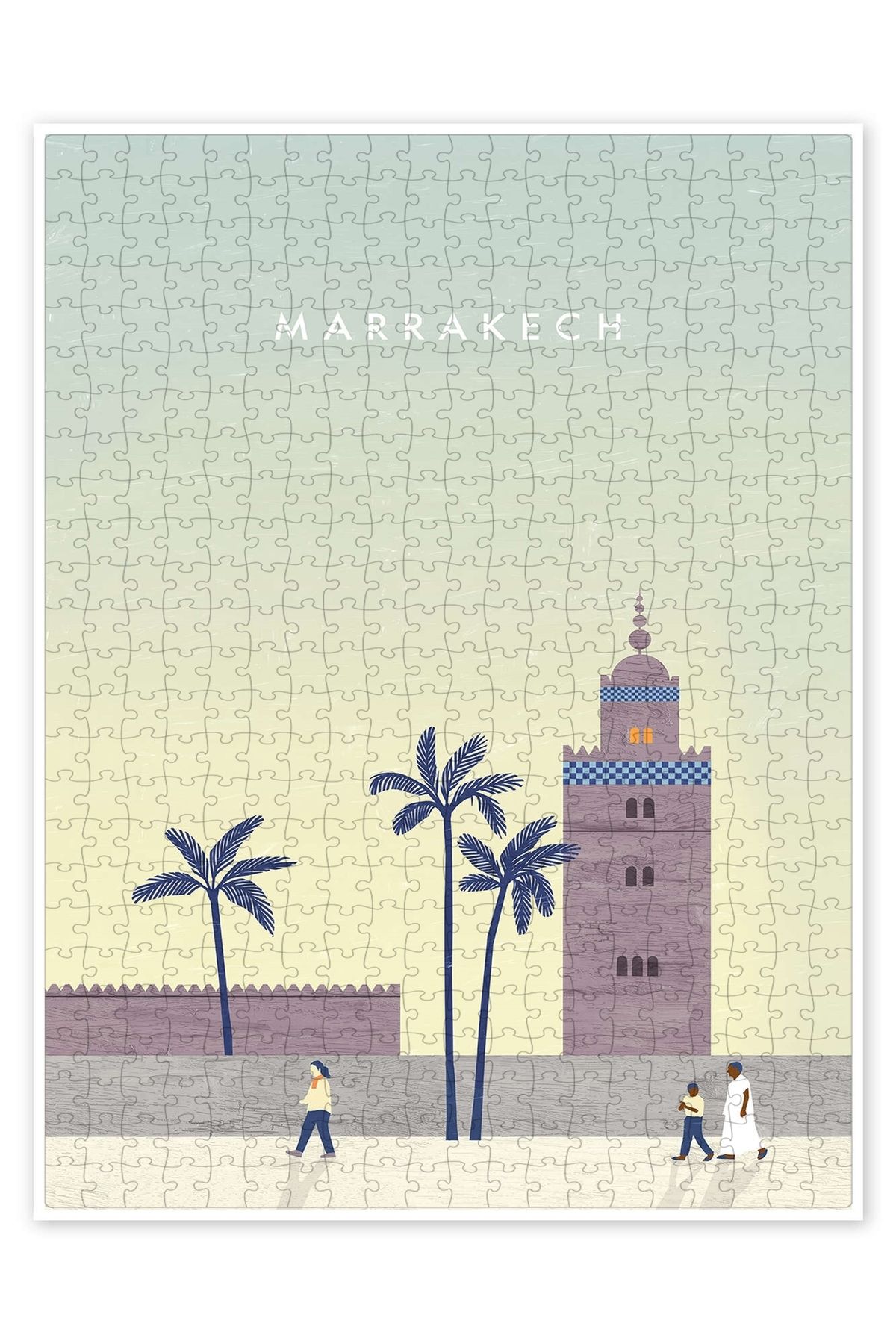 Jeronkarji Marrakesh illüstrasyon 500 Parça Puzzle Yapboz Şehir Manzara Temalı Hobilik