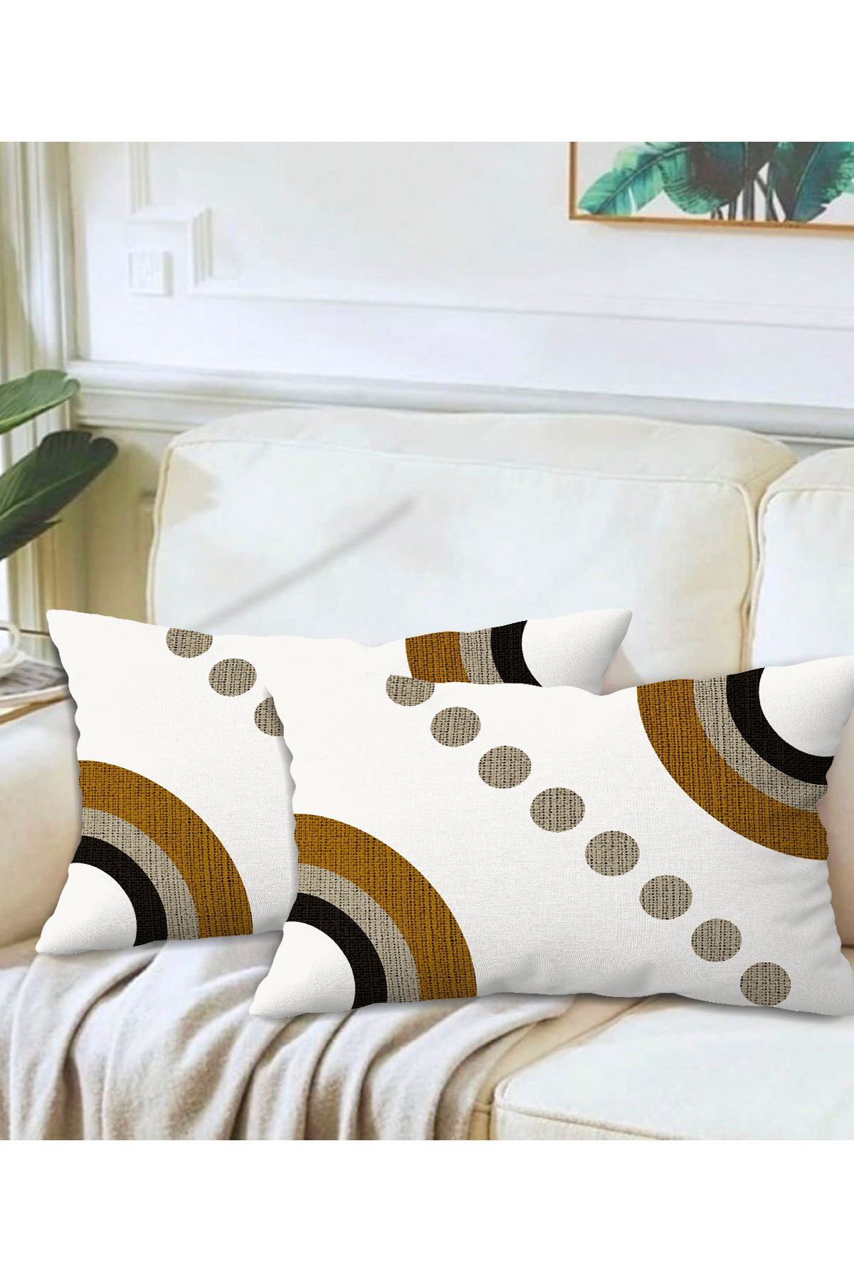 Ardizayn Kadife Kumaş 2'li Kırlent Kılıfı 35x55 cm- Çift Taraflı Baskı