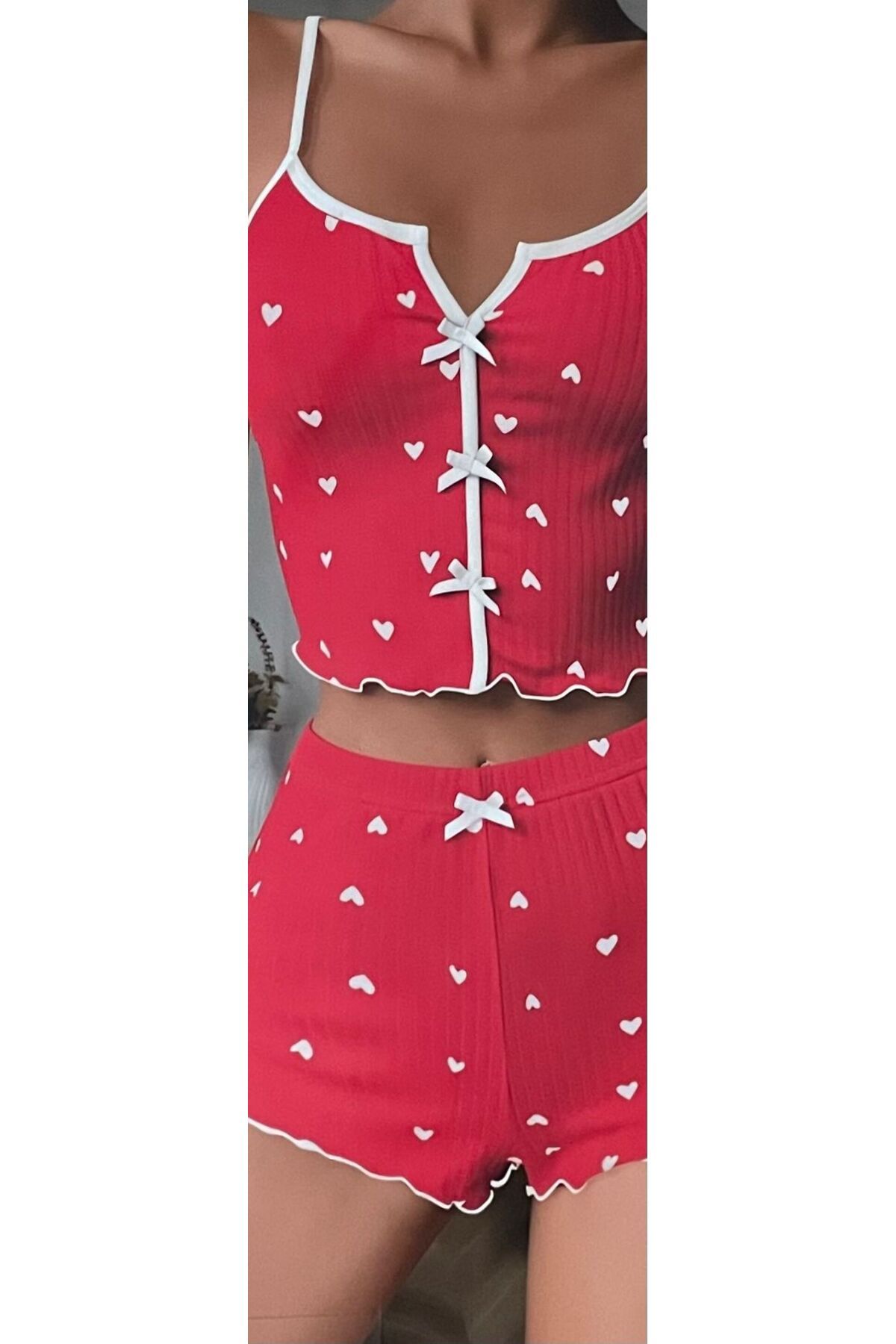 Lotiva Wear KADIN KALP DESENLİ ŞORTLU PİJAMA TAKIMI