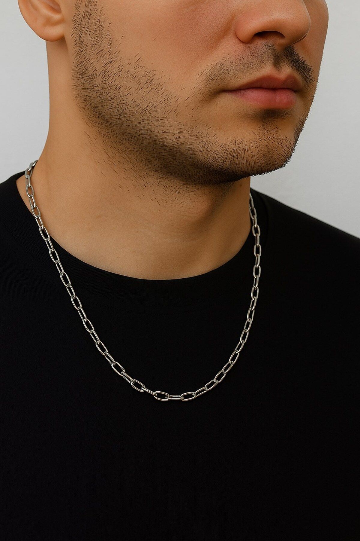 X-Lady Accessories Gümüş Renk Oval Dikdörtgen Unisex Çelik Kolye - 3358