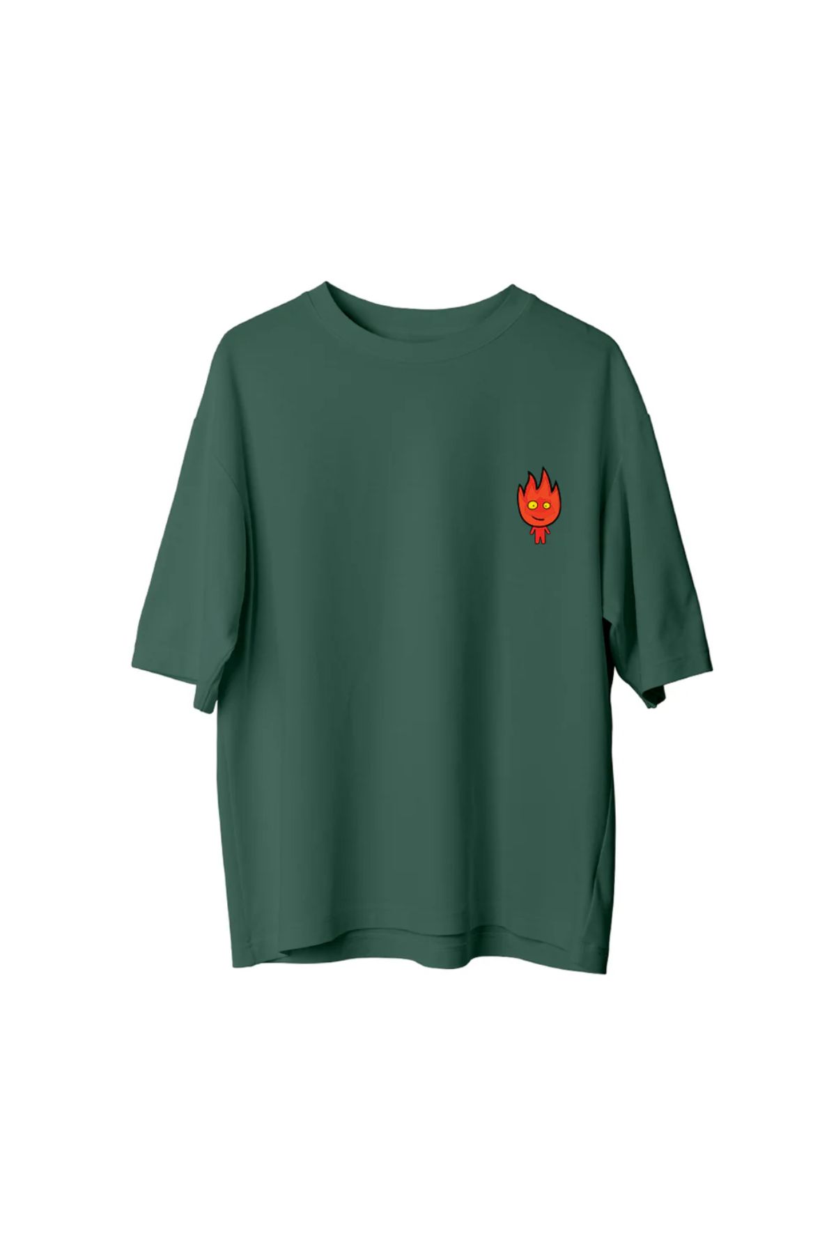 Koklonmoda Büyük Beden Unisex Ateş Baskılı Oversize T-Shirt