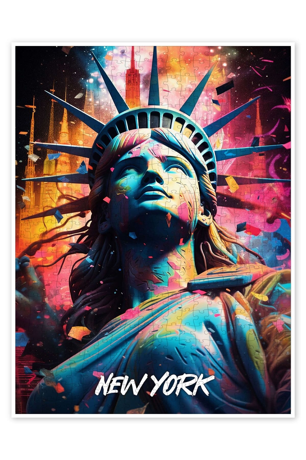 Jeronkarji New York Seyahat Sanatı I 500 Parça Puzzle Yapboz Şehir Manzara Temalı Hobilik