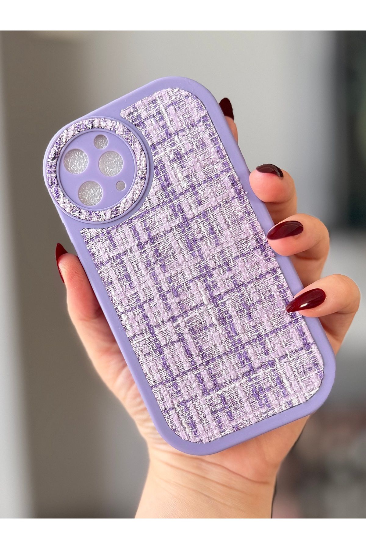 MirazTasarim IPHONE 11 PRO LİLA KUMAŞ DOKULU KILIF