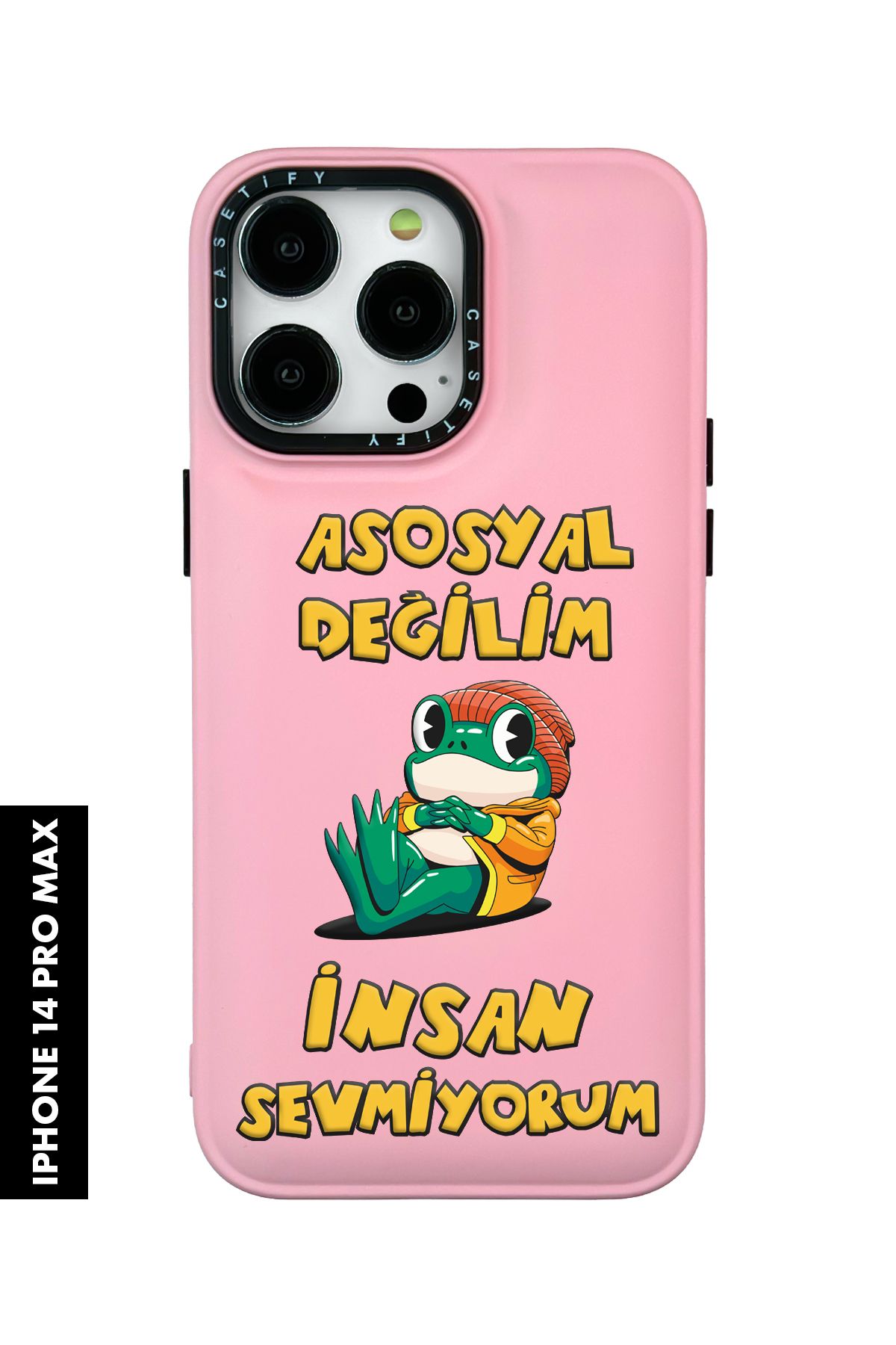 mooodcase iPhone 14 Pro Max Uyumlu Asosyal Desenli Silikonlu Pillow Kılıf
