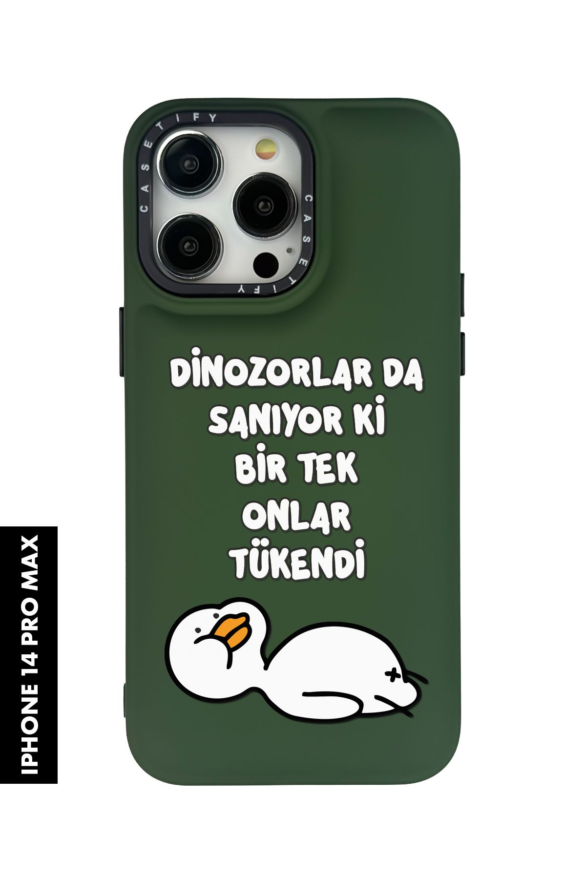 mooodcase iPhone 14 Pro Max Uyumlu Yıkık Ördek Desenli Silikonlu Pillow Kılıf