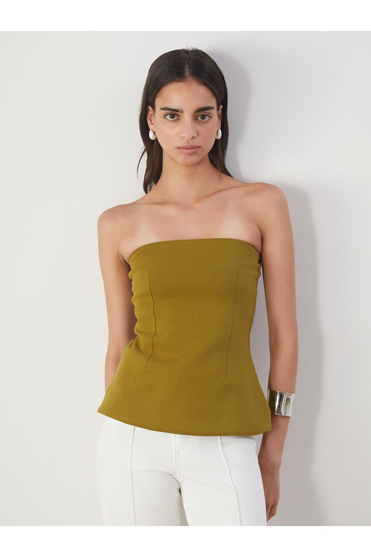 LC Waikiki Straplez Yaka Peplum Bluz