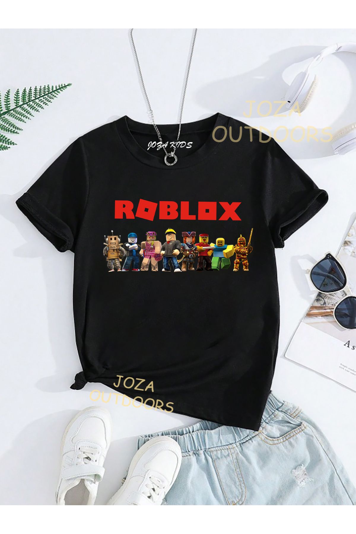 Joza Outdoors Unisex Kız ve Erkek Roblox Tasarım SIRT Baskılı Renkli Çocuk Tekli T-shirt