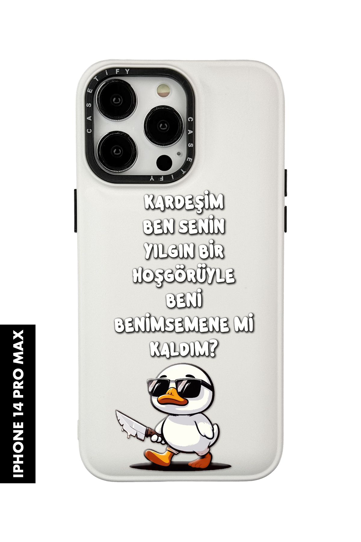 mooodcase iPhone 14 Pro Max Uyumlu Katil Ördek Desenli Silikonlu Pillow Kılıf