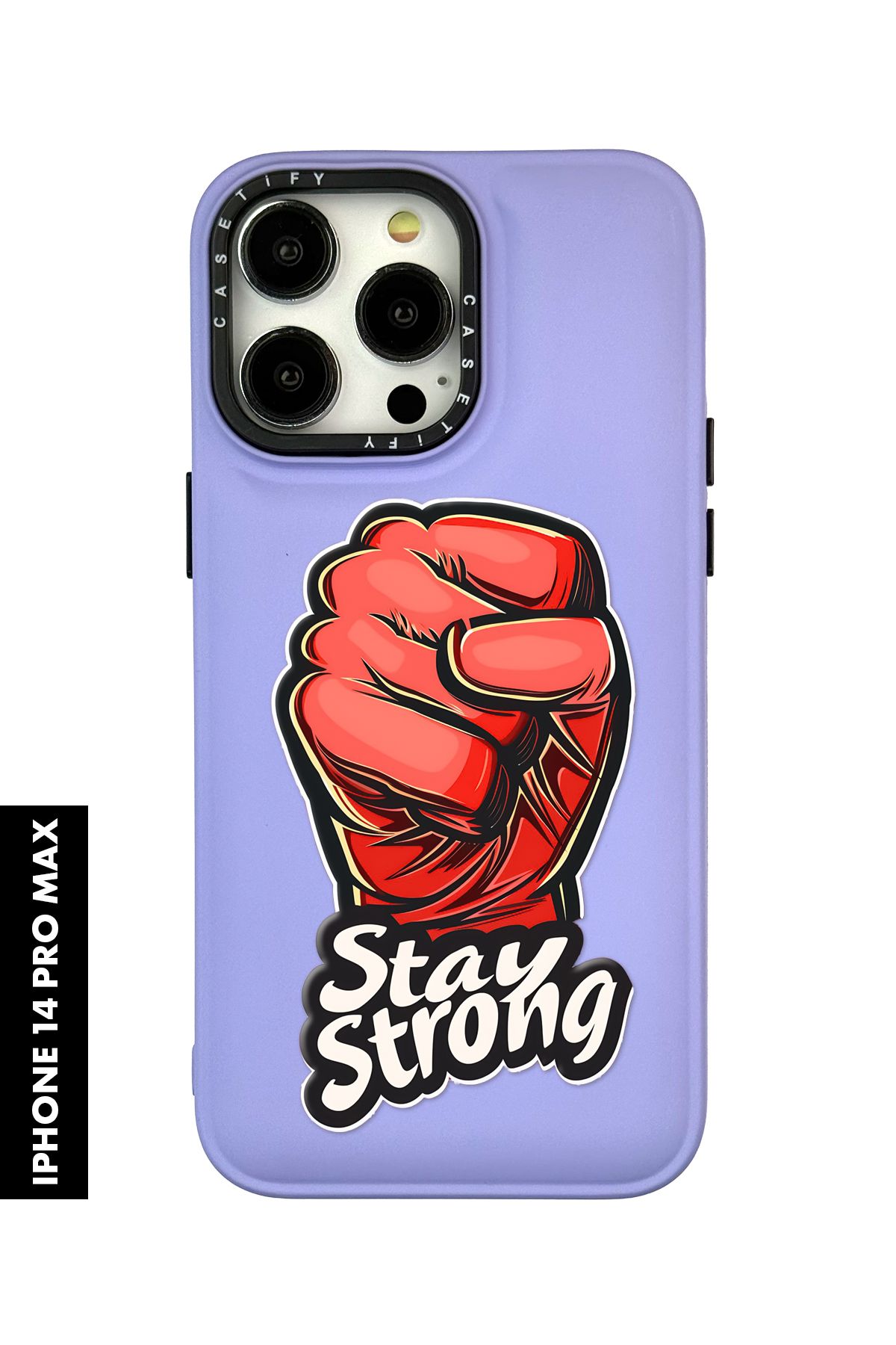 mooodcase iPhone 14 Pro Max Uyumlu Stay Strong Desenli Silikonlu Pillow Kılıf