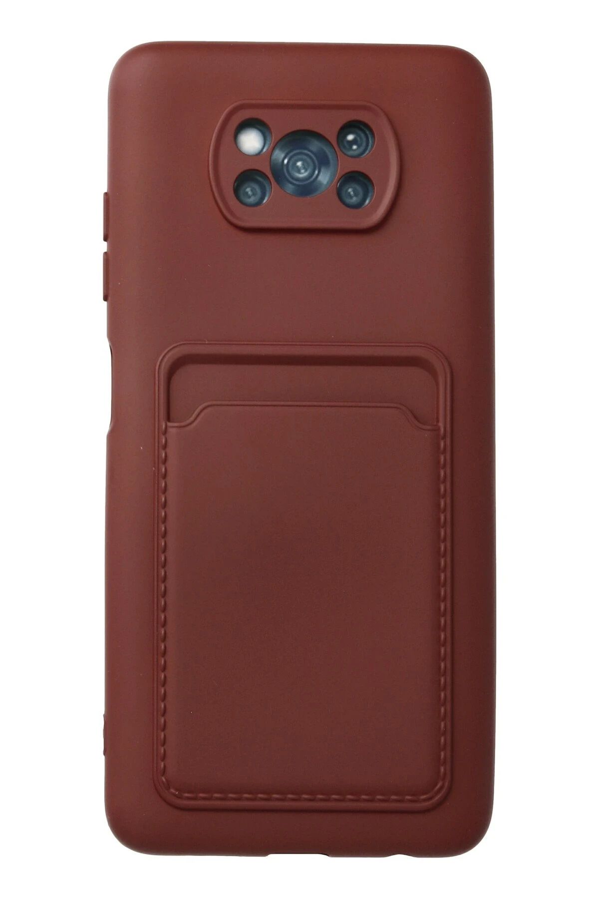 CepteToptan Xiaomi Pocophone X3 Kılıf Kelvin Kartvizitli Silikon - Bordo
