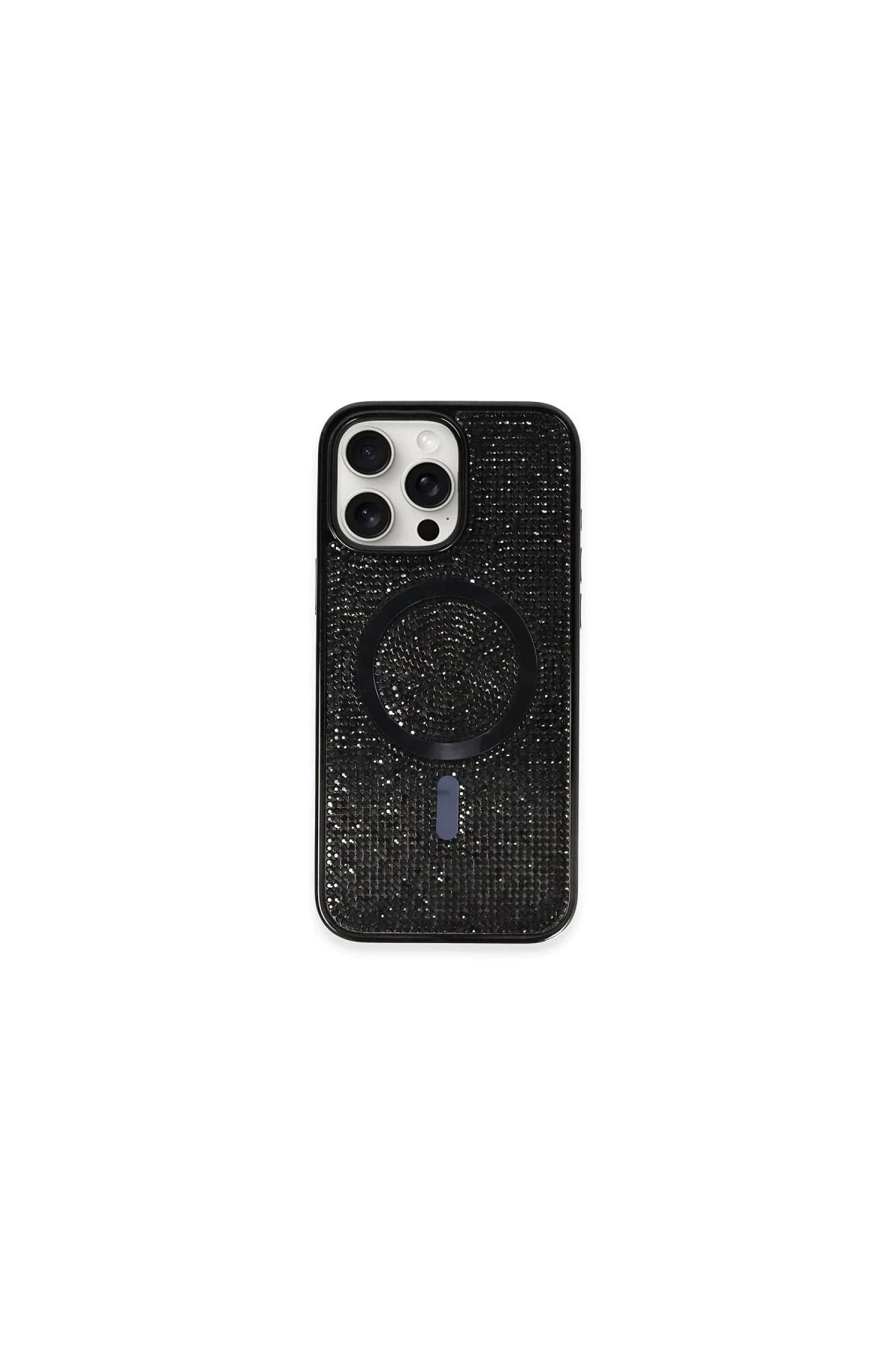 Toptan Bulurum iPhone 16 Pro Kılıf Diamond Magsafe Kapak - Siyah