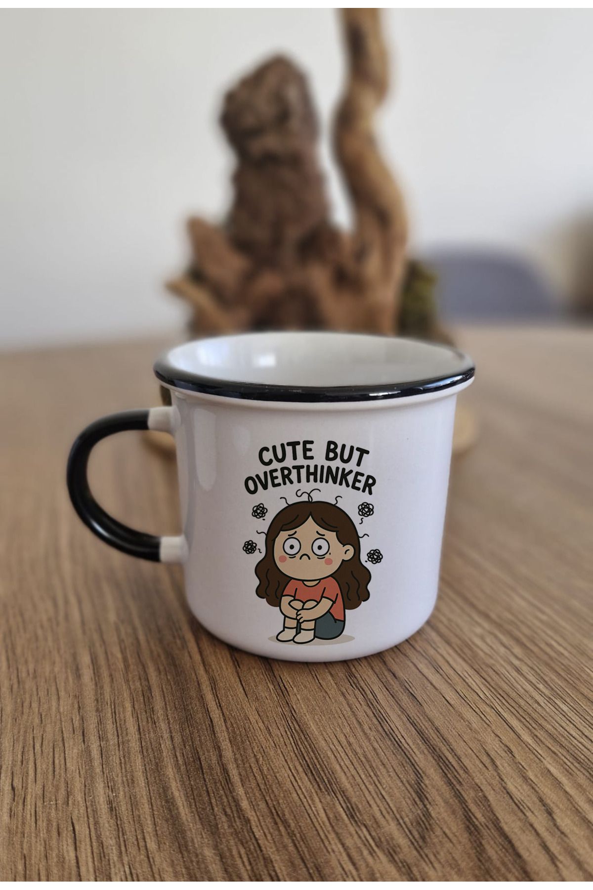 DİLAHOME “Cute But Overthinker” Tasarımlı Porselen Kupa Bardak - Komik & Motivasyonel Hediye
